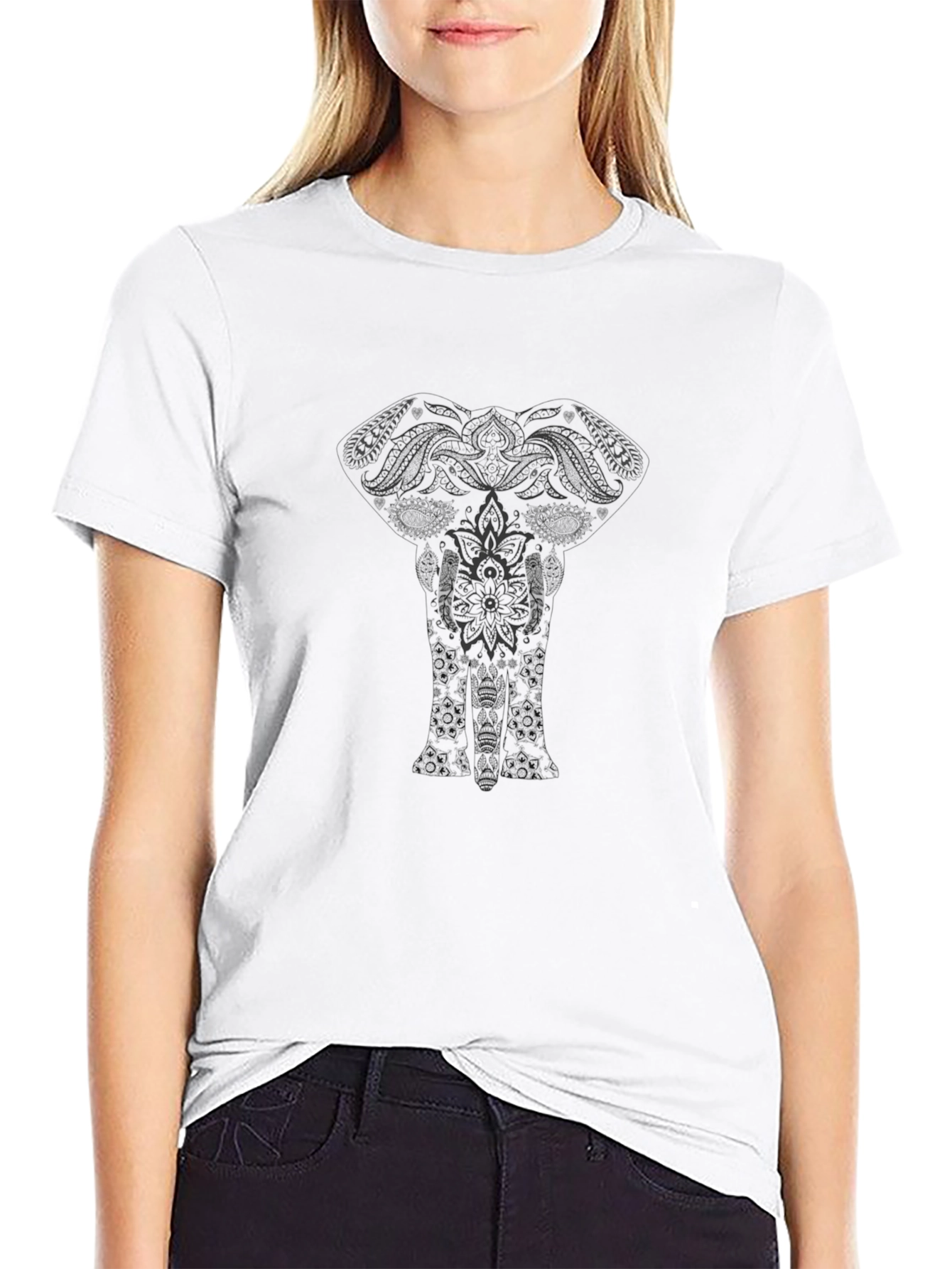 Floral Elephant Graphic Print T-Shirt
