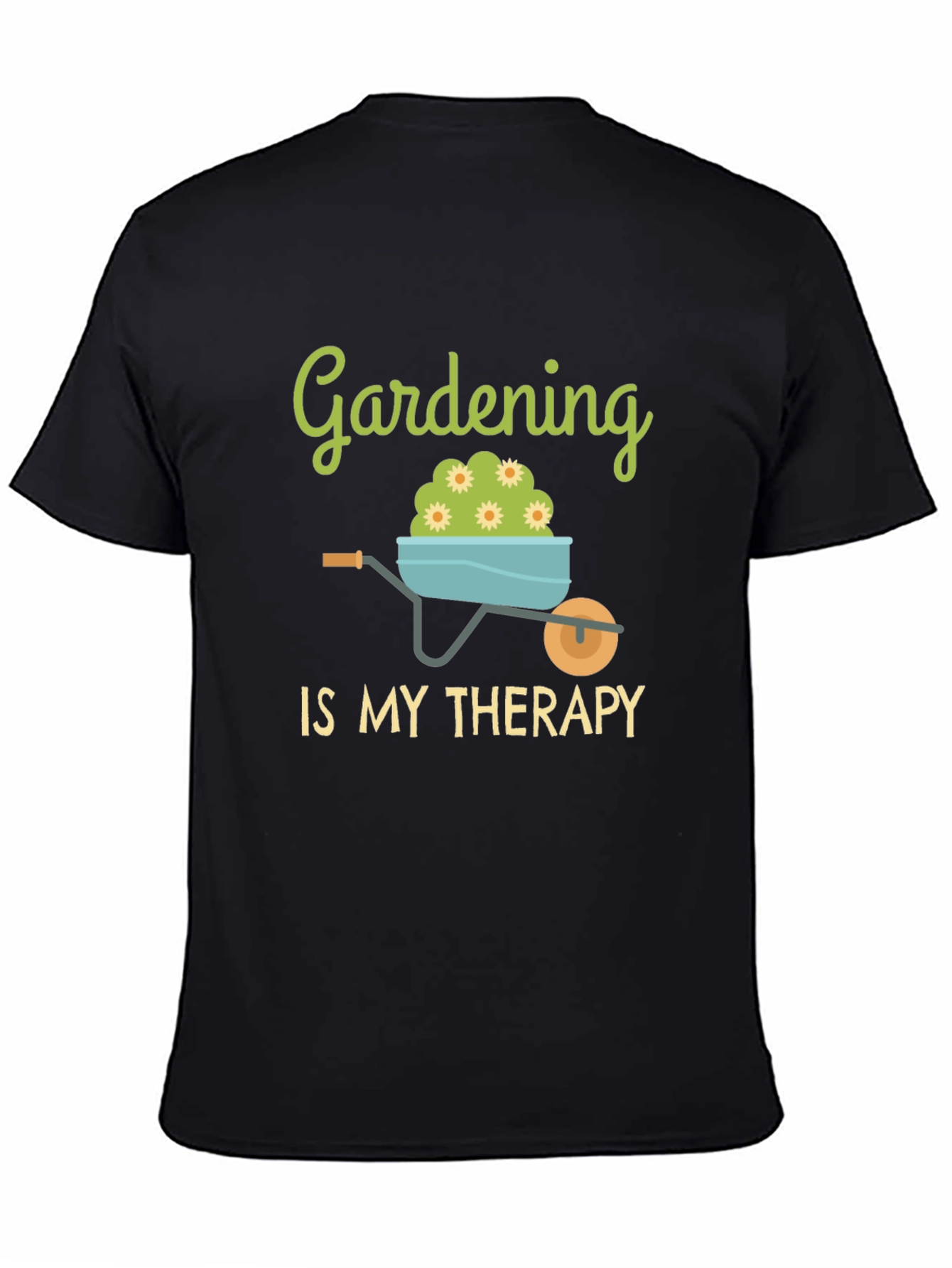 Gardening is My Therapy Black T-Shirt
