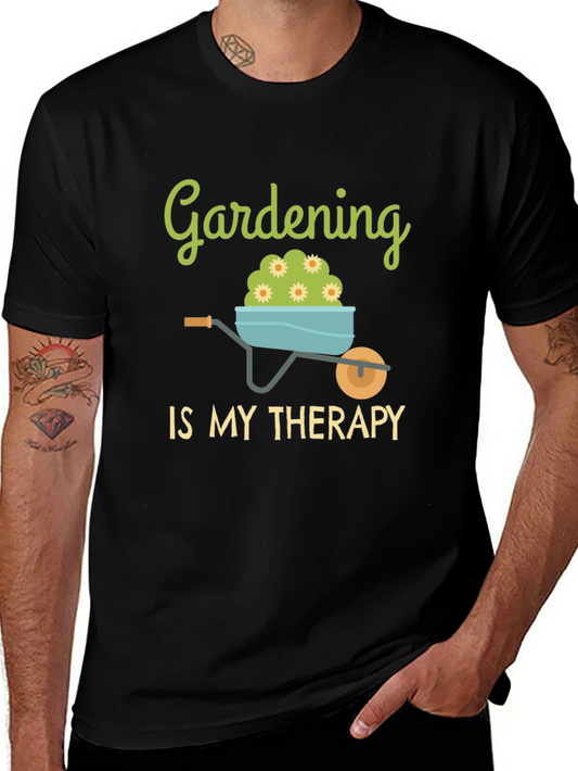 Gardening is My Therapy Black T-Shirt
