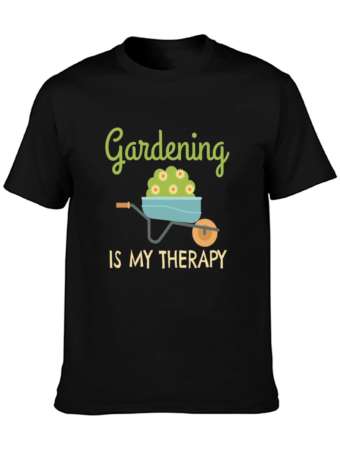 Gardening is My Therapy Black T-Shirt