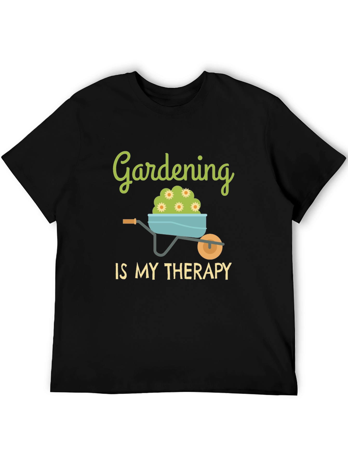 Gardening is My Therapy Black T-Shirt