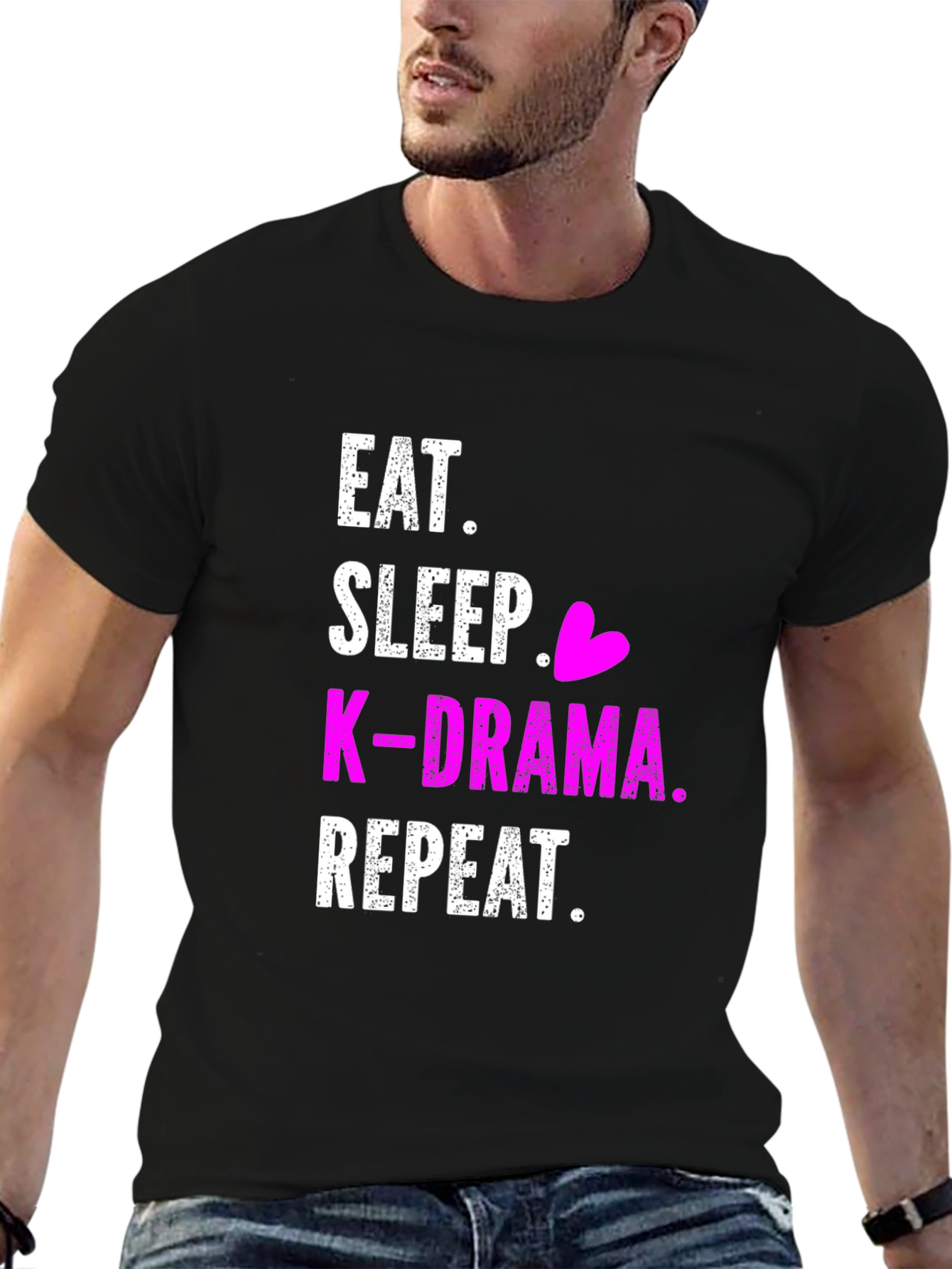 Eat Sleep K-Drama Repeat Black T-Shirt