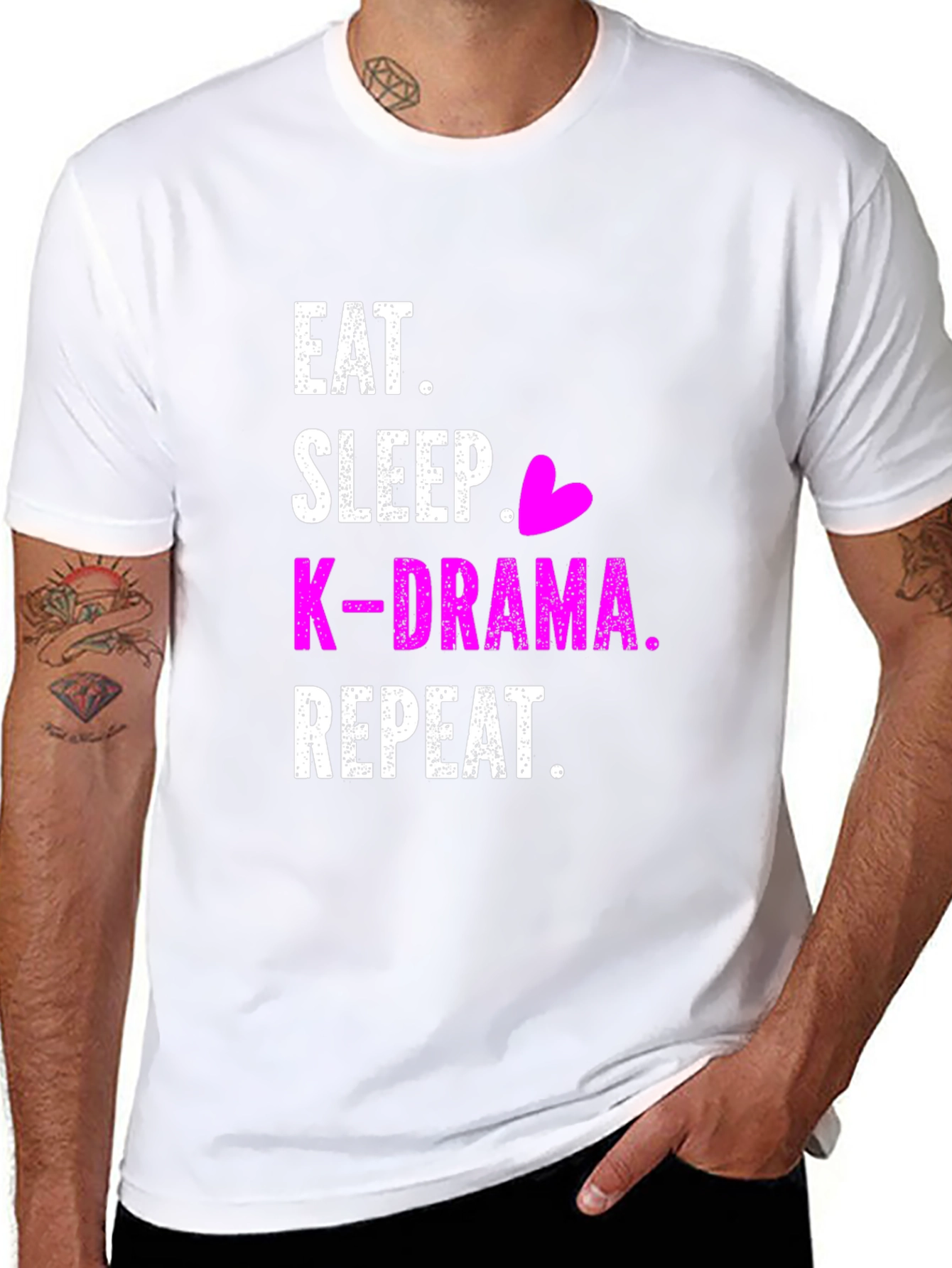 Eat Sleep K-Drama Repeat Black T-Shirt