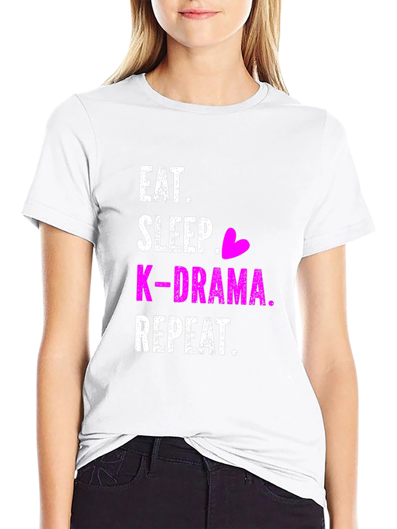 Eat Sleep K-Drama Repeat Black T-Shirt
