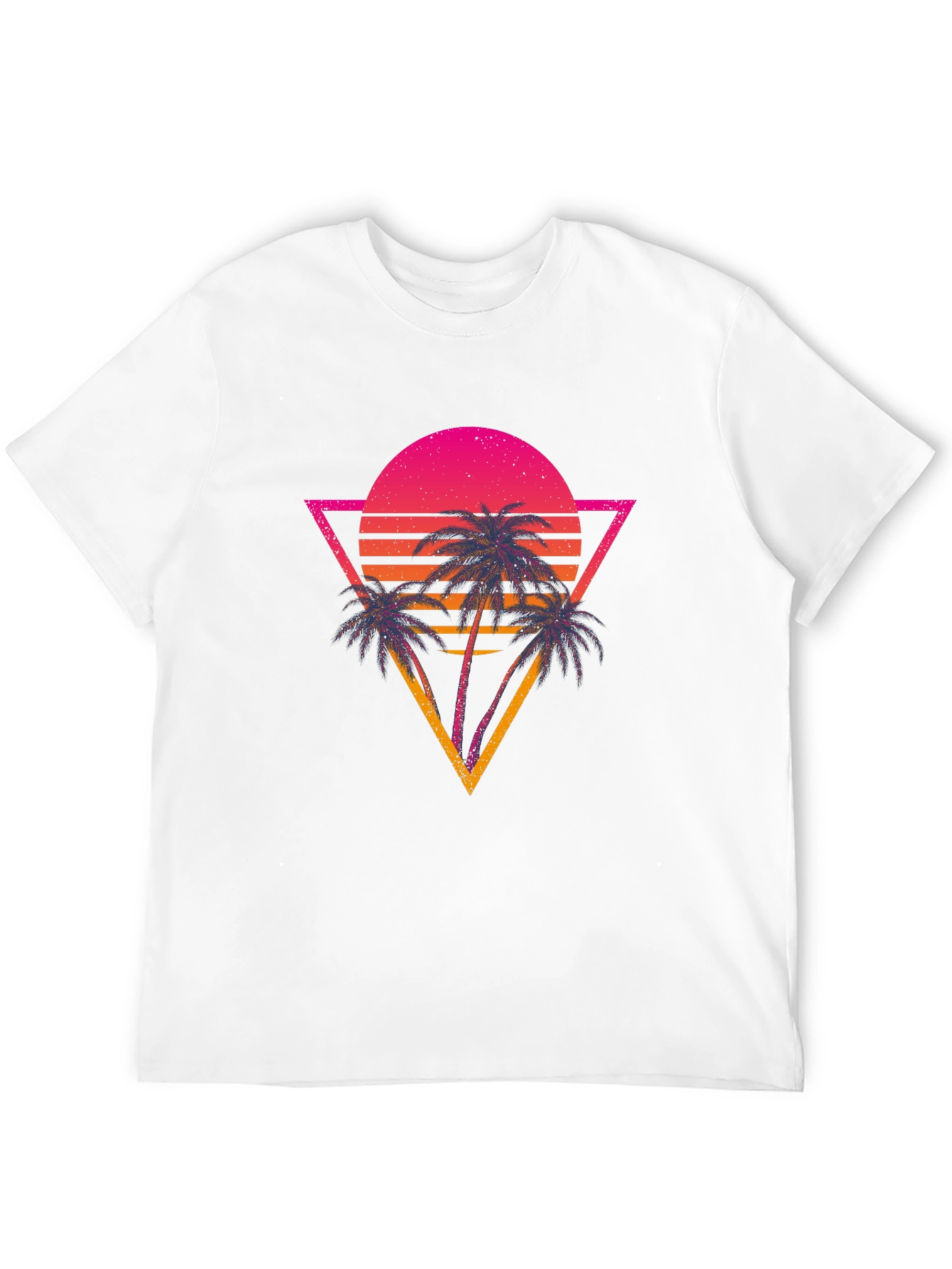 Retro Sunset Palm Tree Graphic Tee - Black