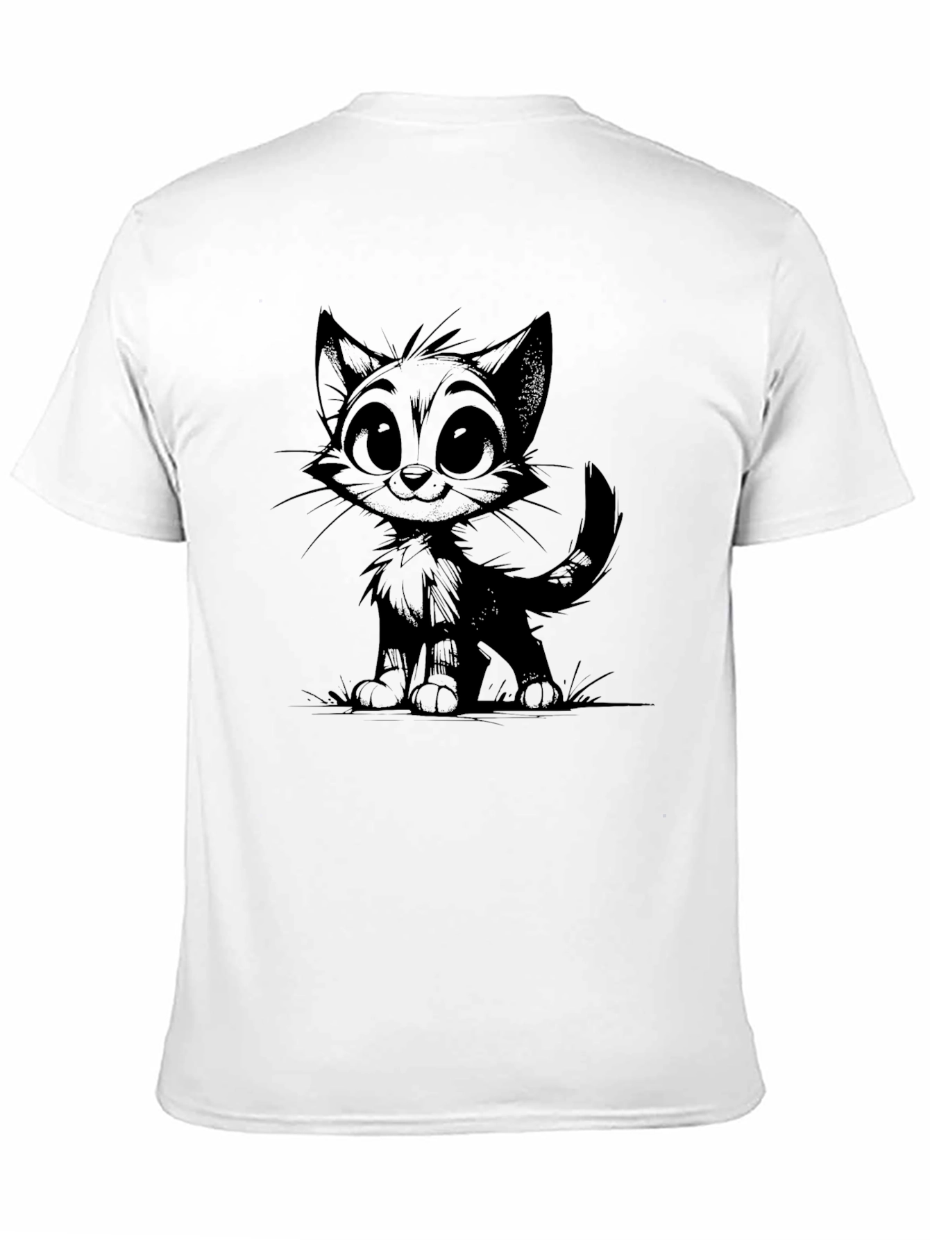 Cartoon Cat Graphic Print Black T-Shirt