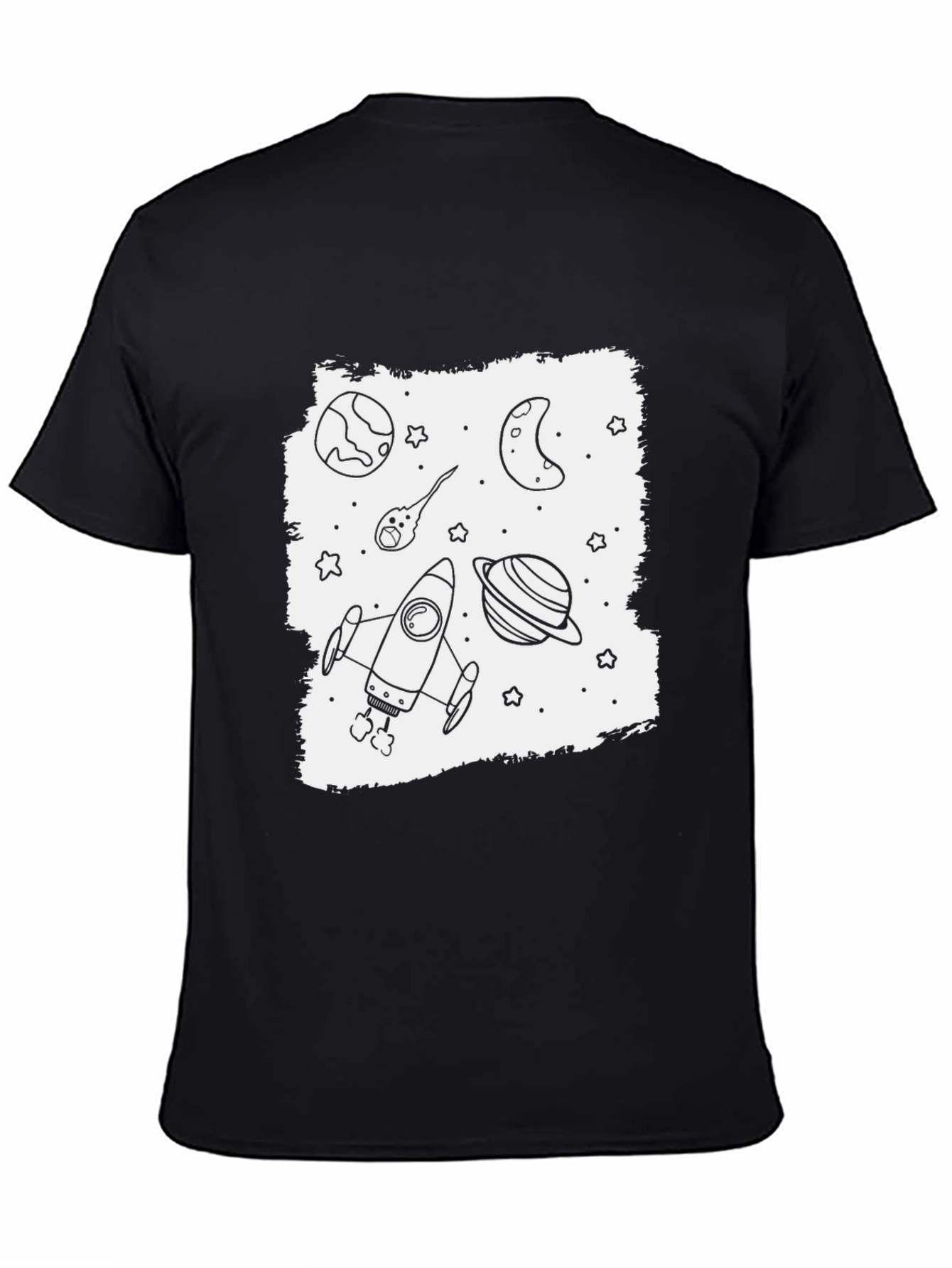 Space Exploration Graphic Tee - Black Cotton Blend