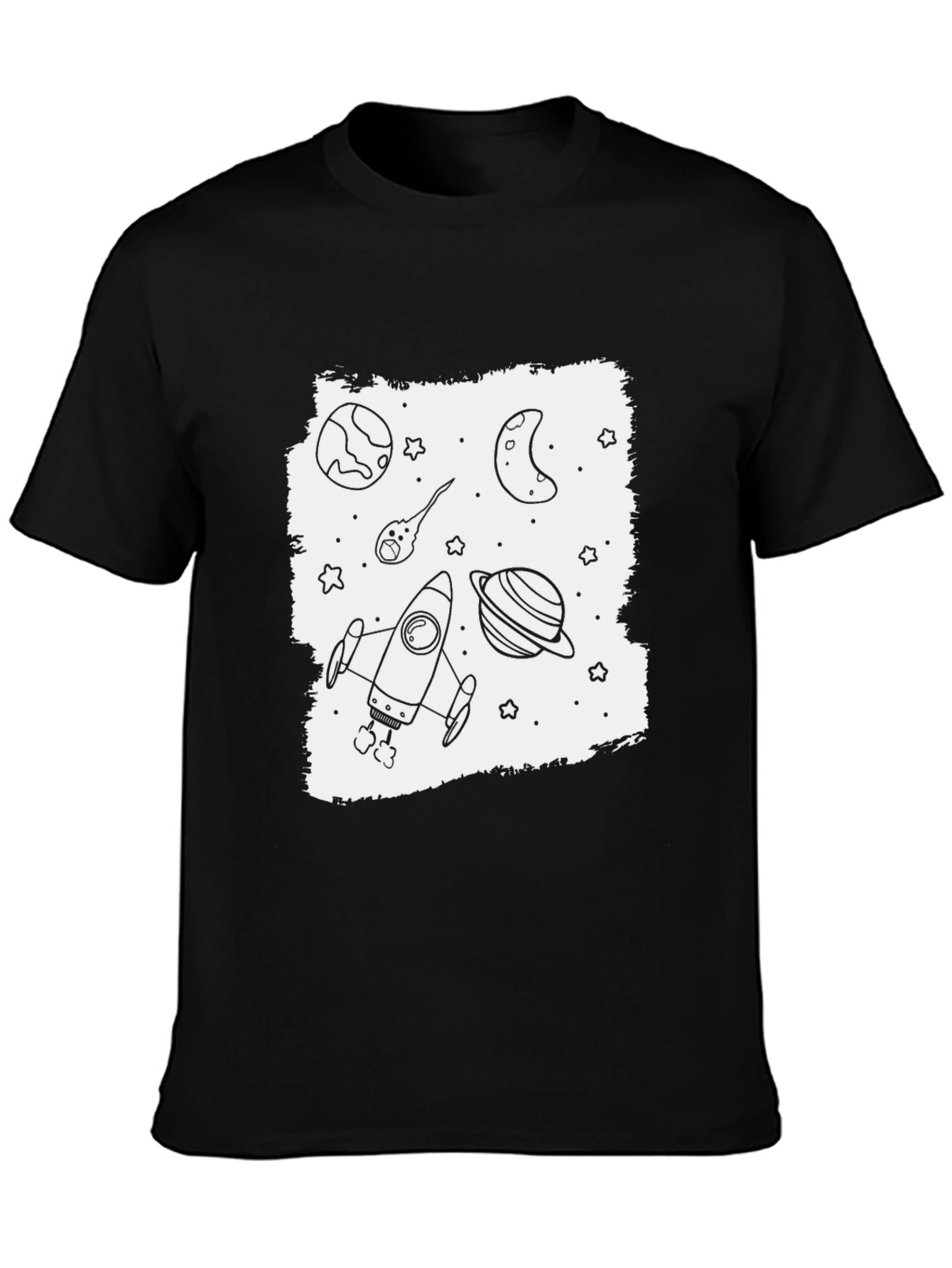 Space Exploration Graphic Tee - Black Cotton Blend
