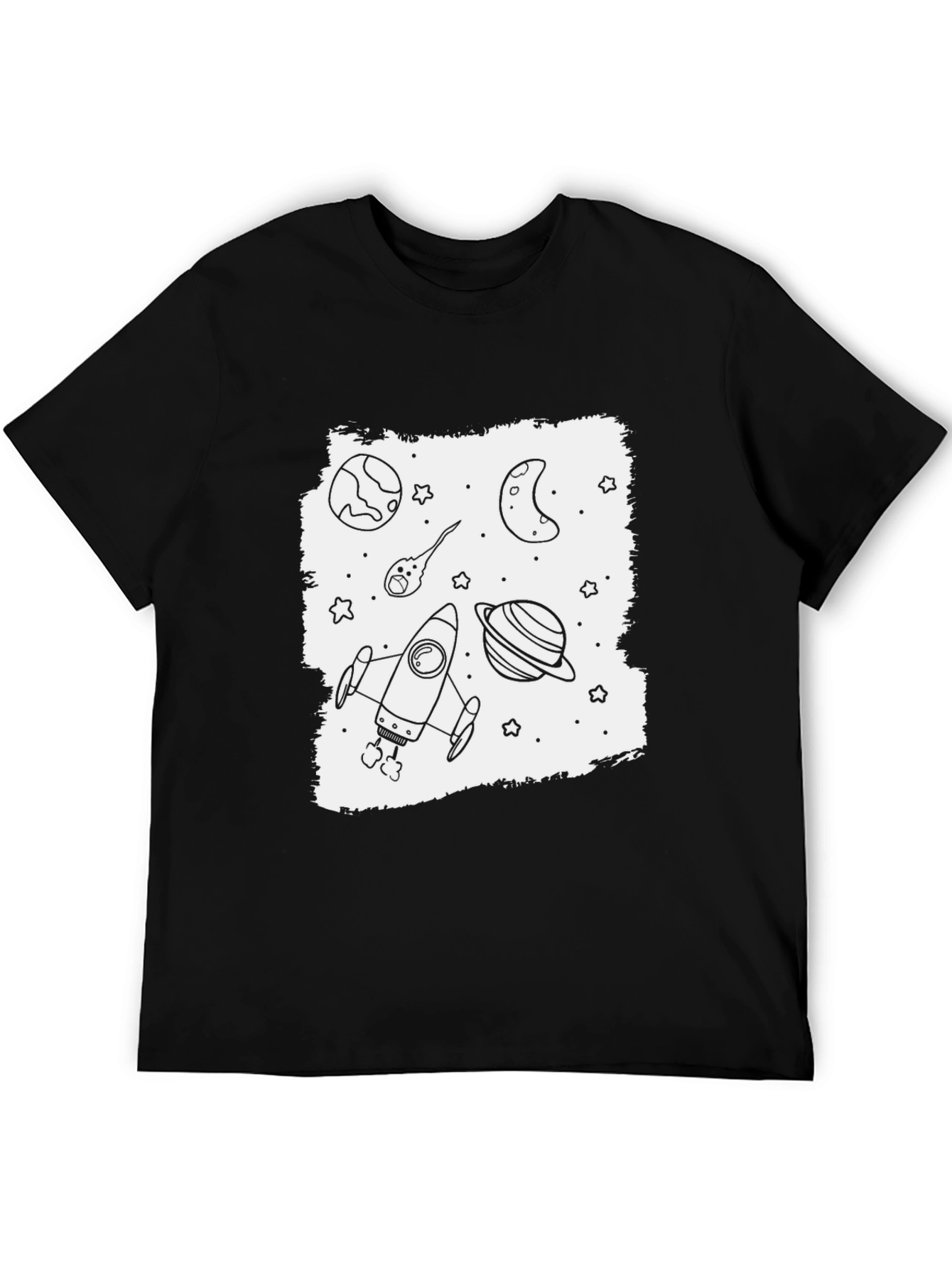 Space Exploration Graphic Tee - Black Cotton Blend