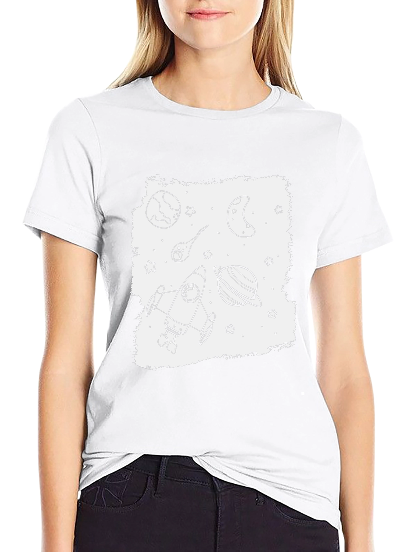Space Exploration Graphic Tee - Black Cotton Blend