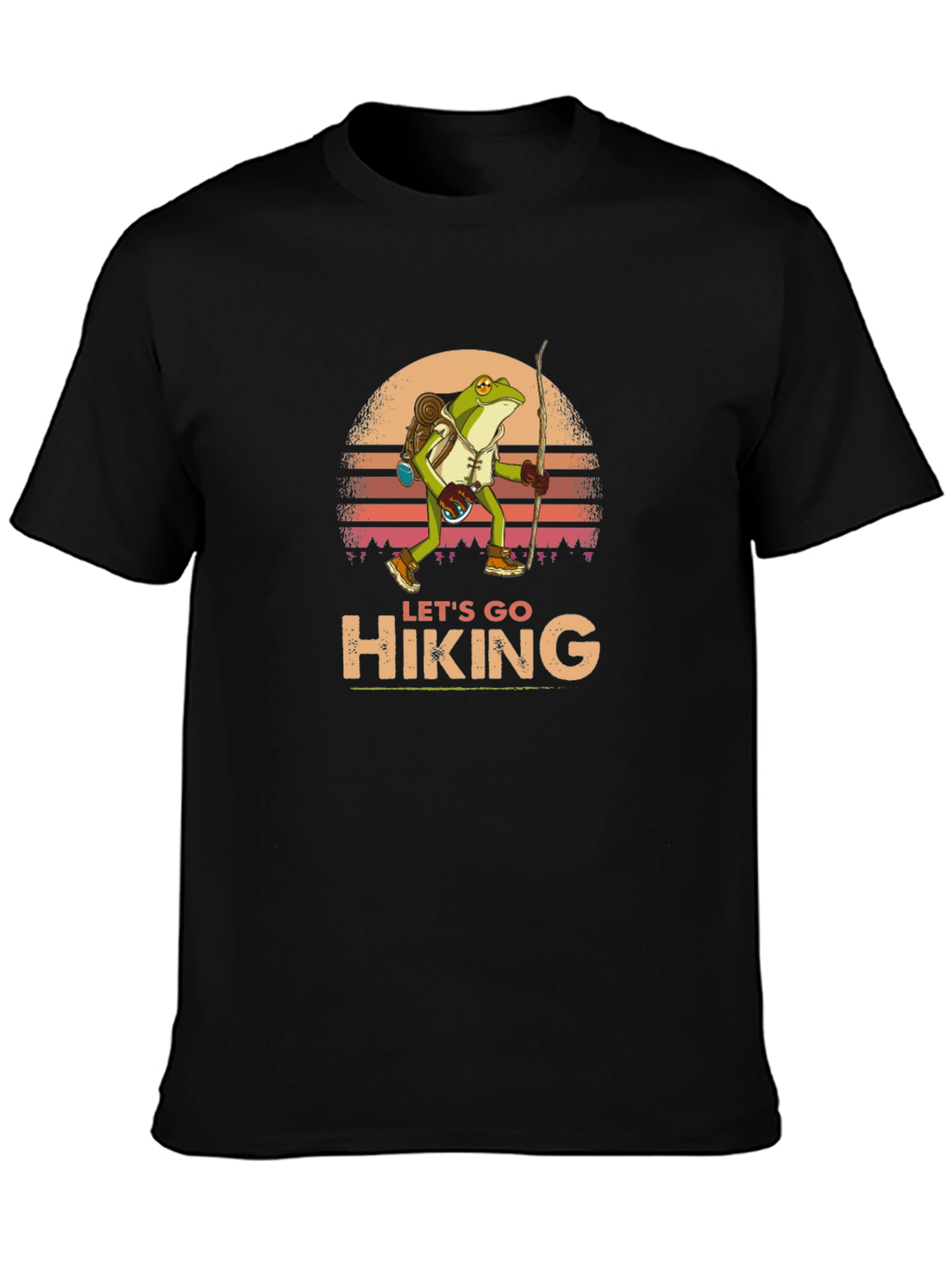 Lets Go Hiking Frog Graphic T-Shirt
