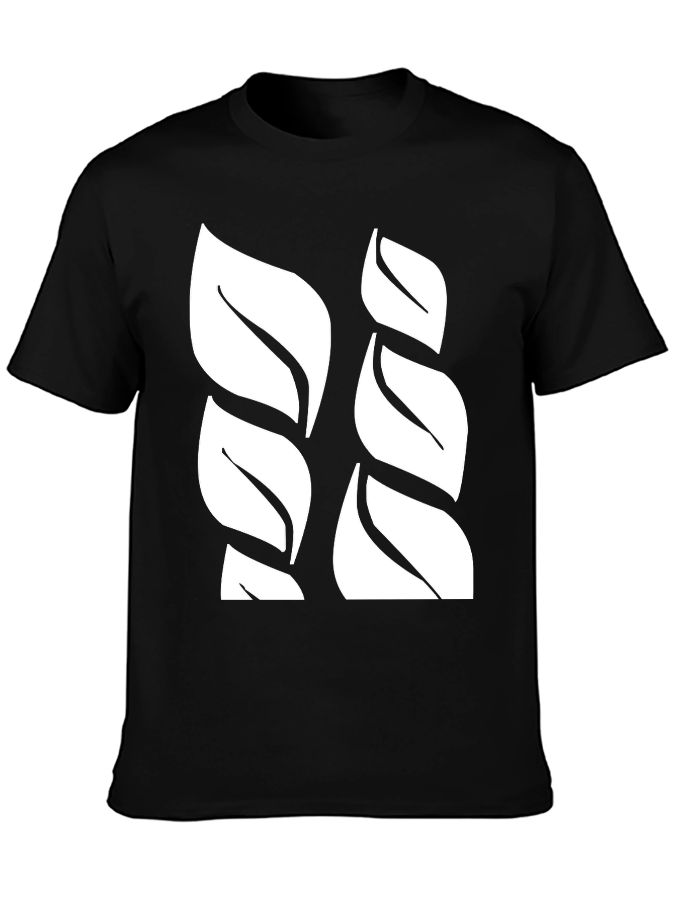 Leaf Pattern Black T-Shirt