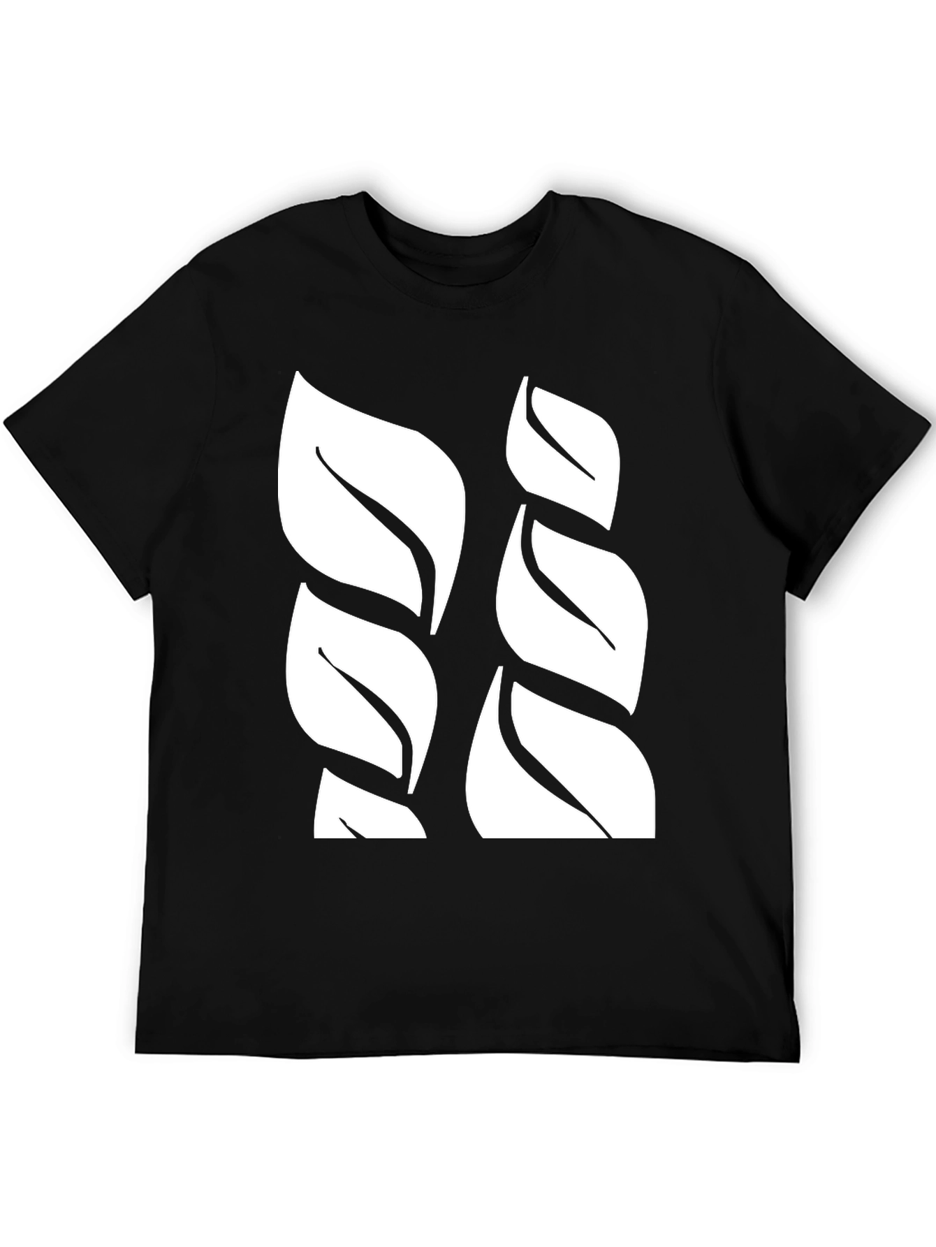 Leaf Pattern Black T-Shirt