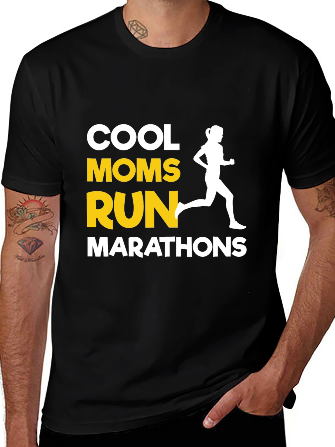 Cool Moms Run Marathons T-Shirt - Black