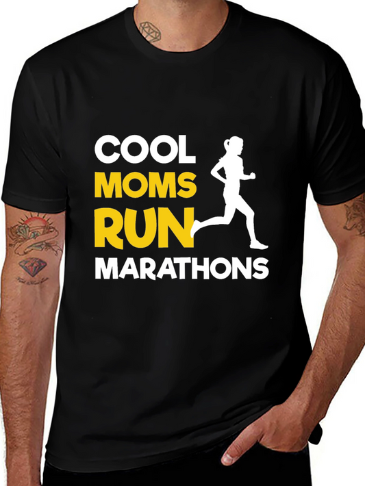 Cool Moms Run Marathons T-Shirt - Black