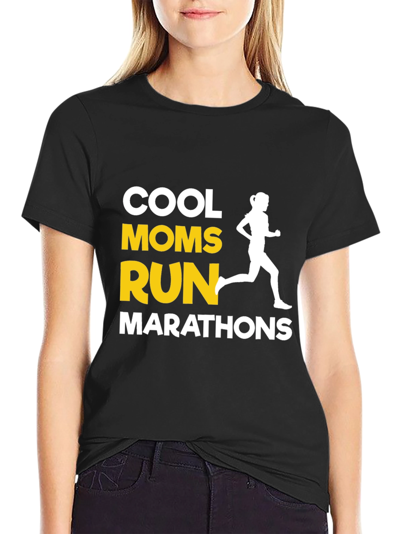 Cool Moms Run Marathons T-Shirt - Black