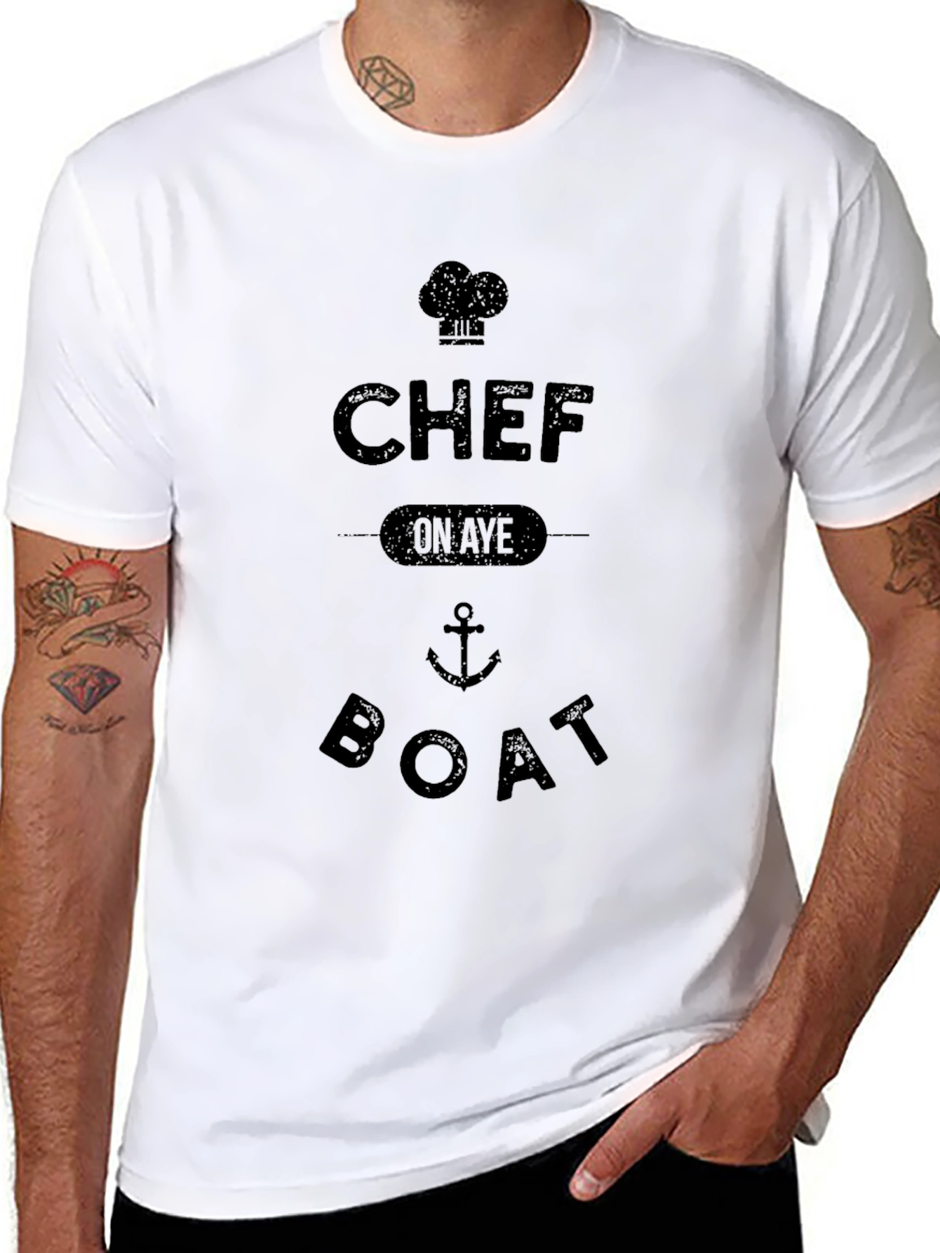 Chef On Aye Boat Black Graphic Tee