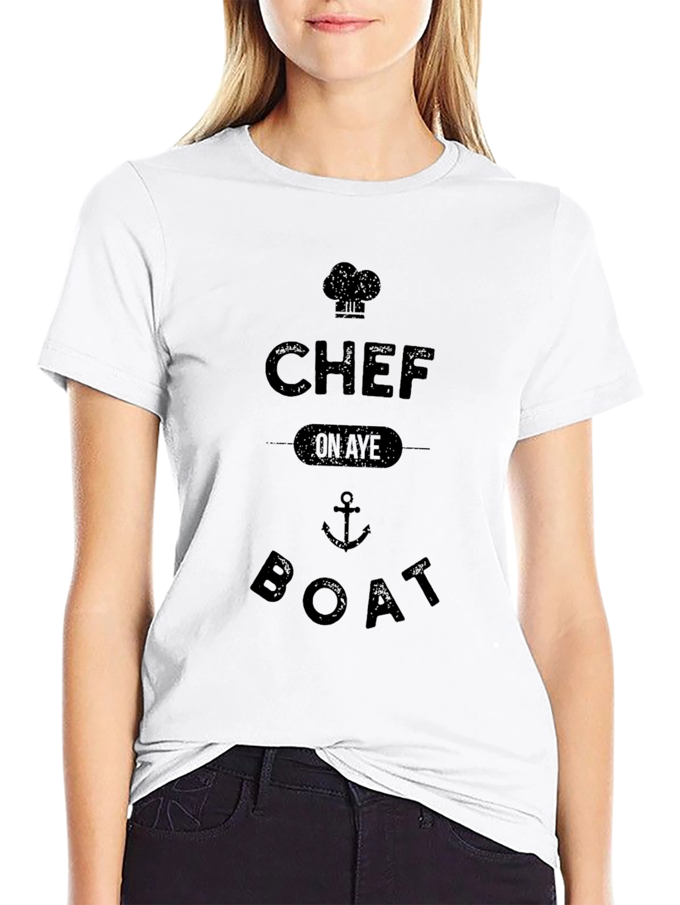 Chef On Aye Boat Black Graphic Tee