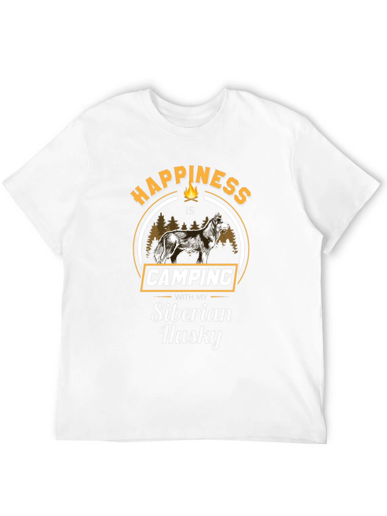 Happiness Camping Siberian Husky Graphic Tee