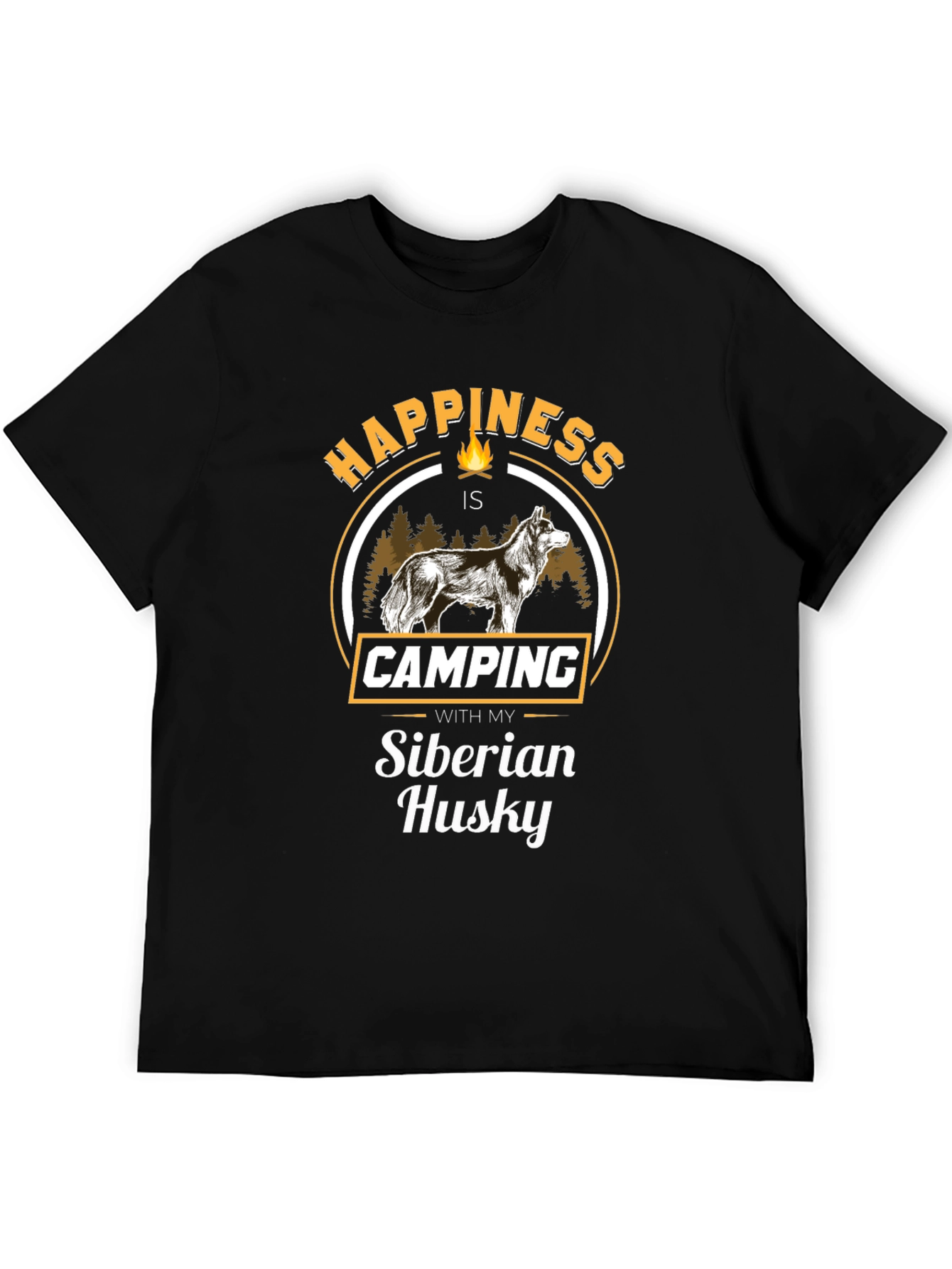 Happiness Camping Siberian Husky Graphic Tee
