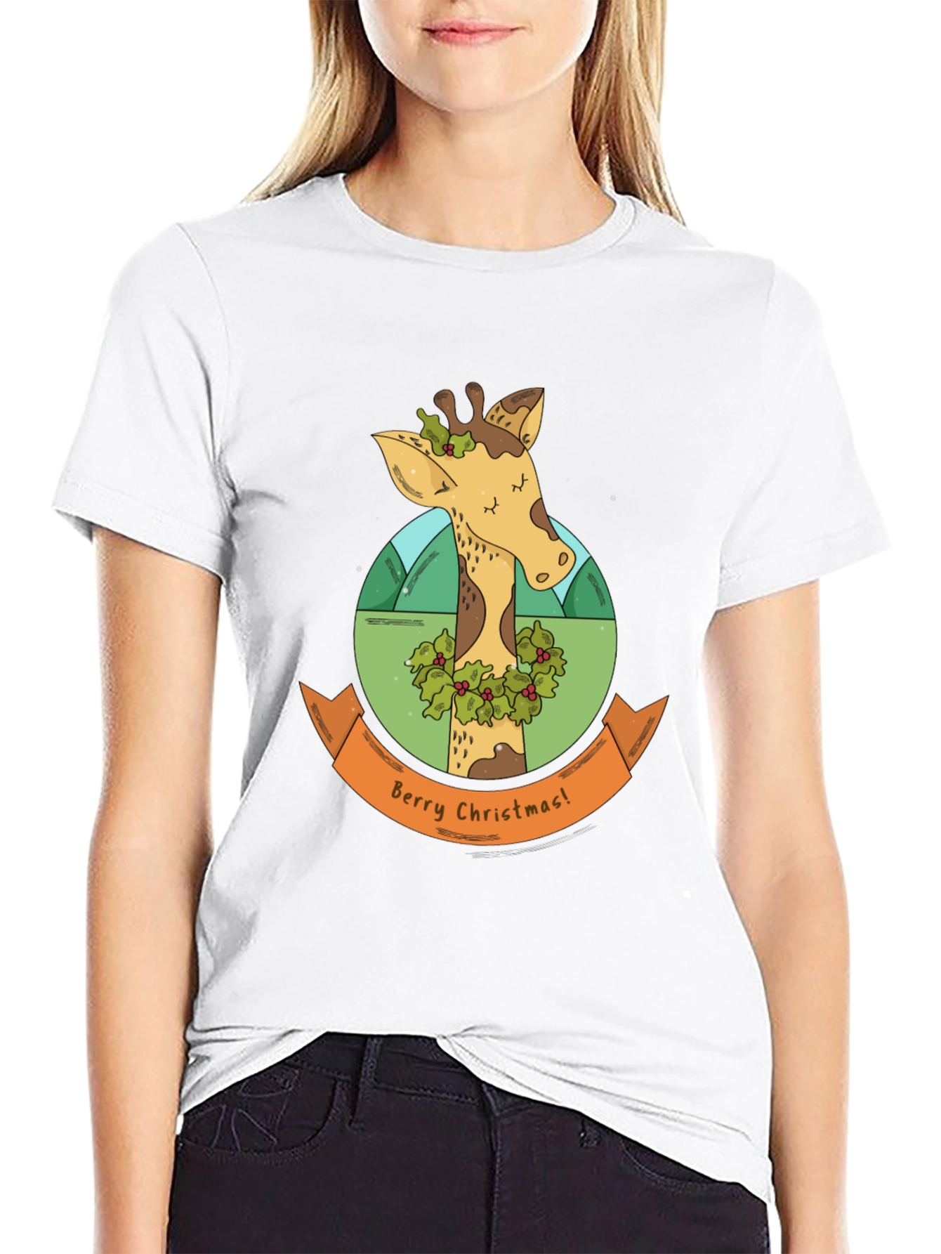 Berry Christmas Giraffe T-Shirt