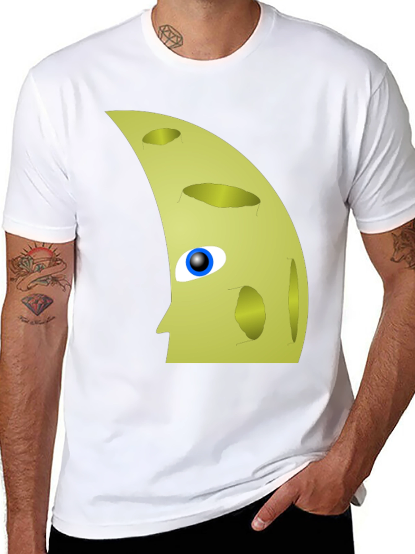 Moon Face Graphic Tee - Unique Mens Black T-Shirt