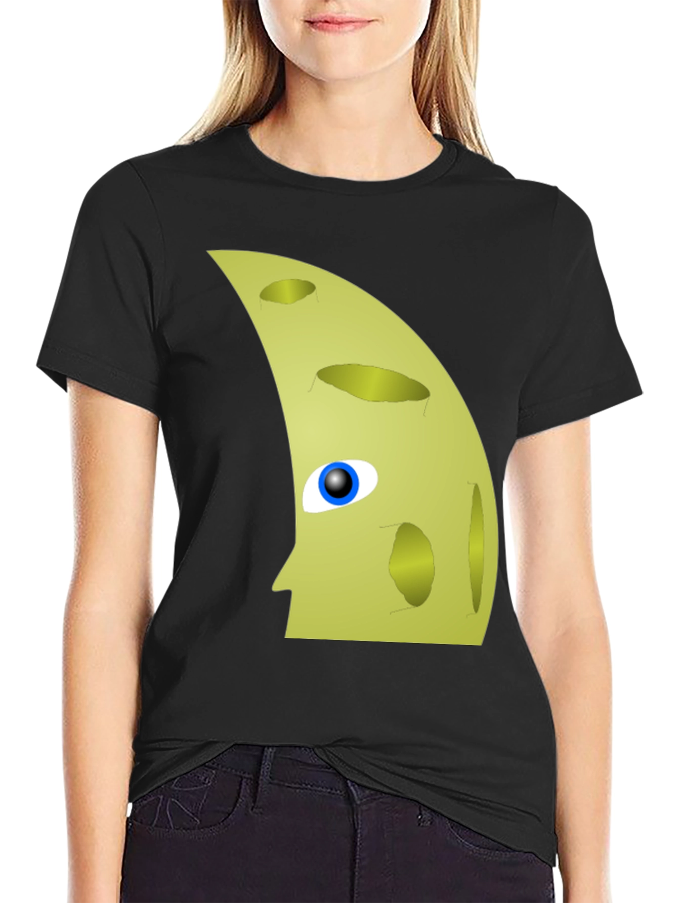 Moon Face Graphic Tee - Unique Mens Black T-Shirt