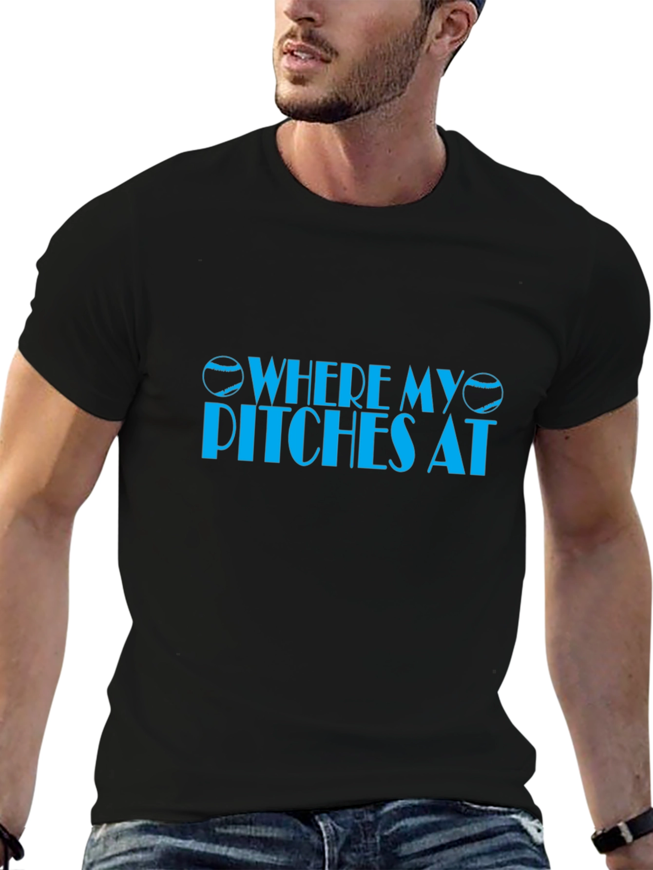 Where My Pitches At Baseball Graphic T-Shirt