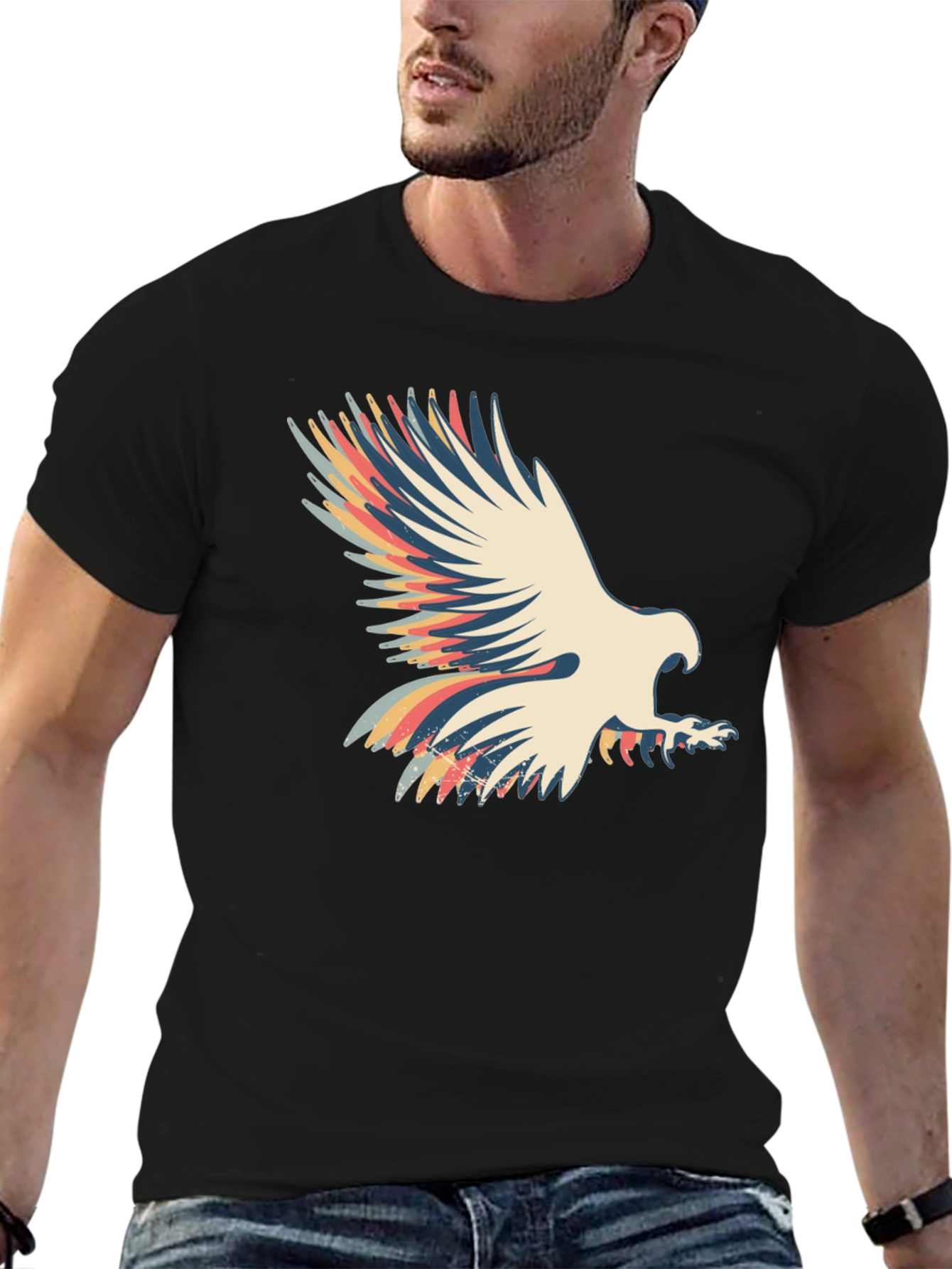 Retro Eagle Graphic T-Shirt - Black