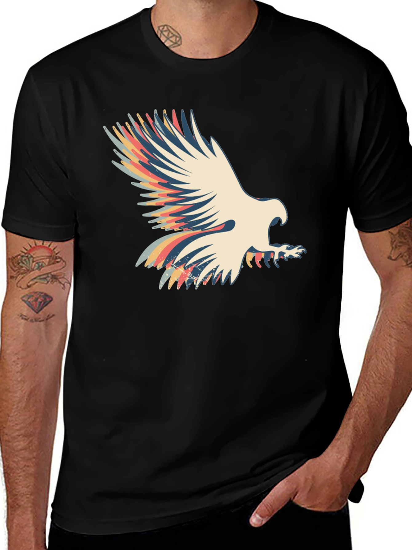 Retro Eagle Graphic T-Shirt - Black