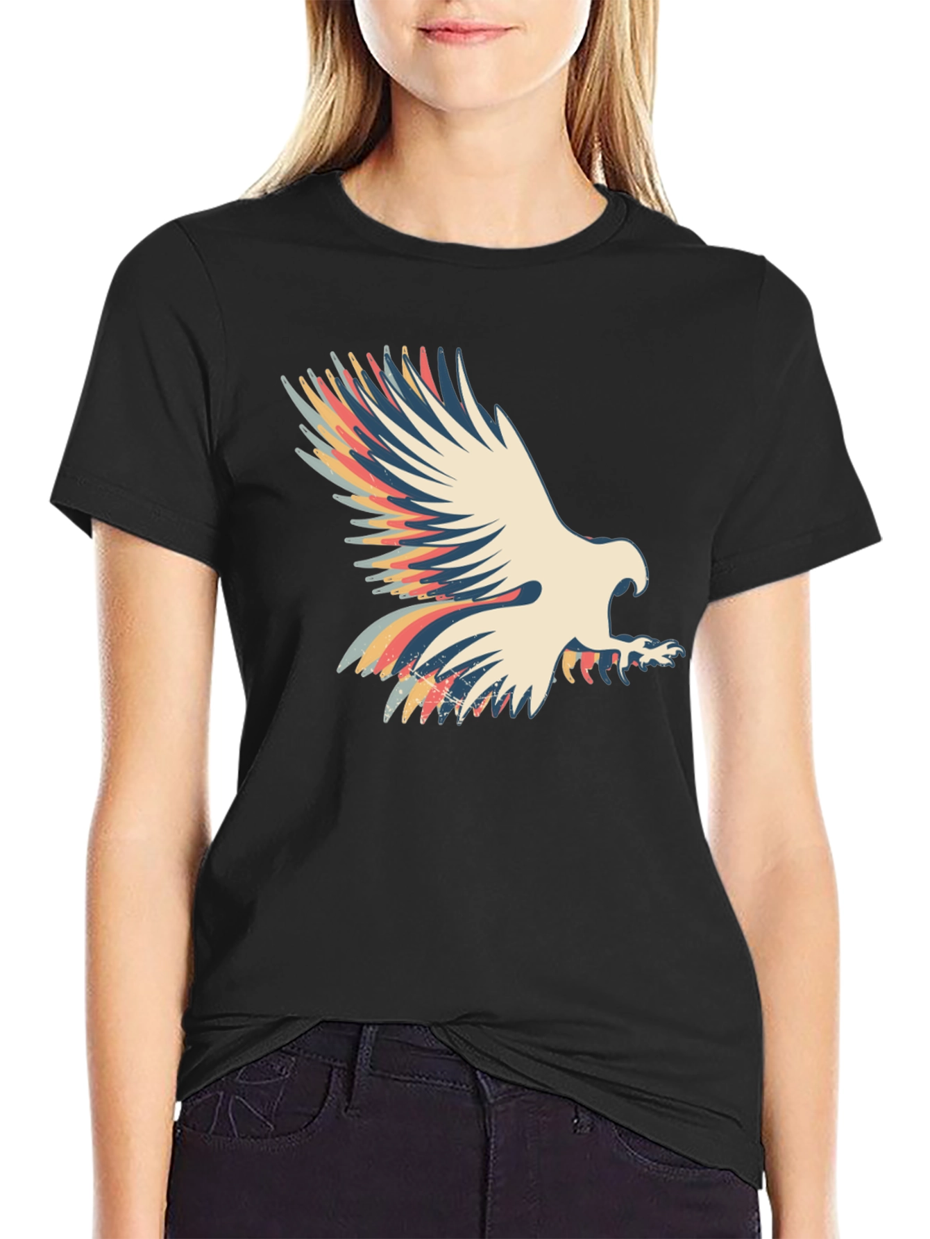 Retro Eagle Graphic T-Shirt - Black