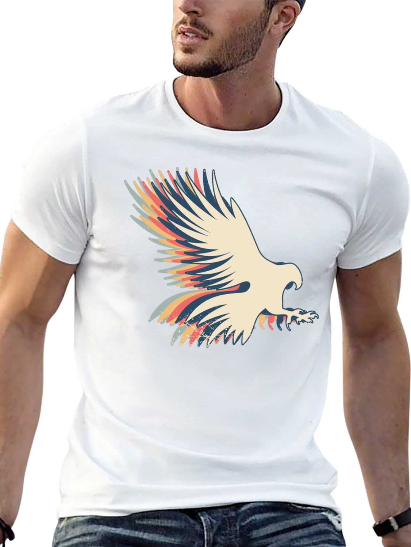 Retro Eagle Graphic T-Shirt - Black