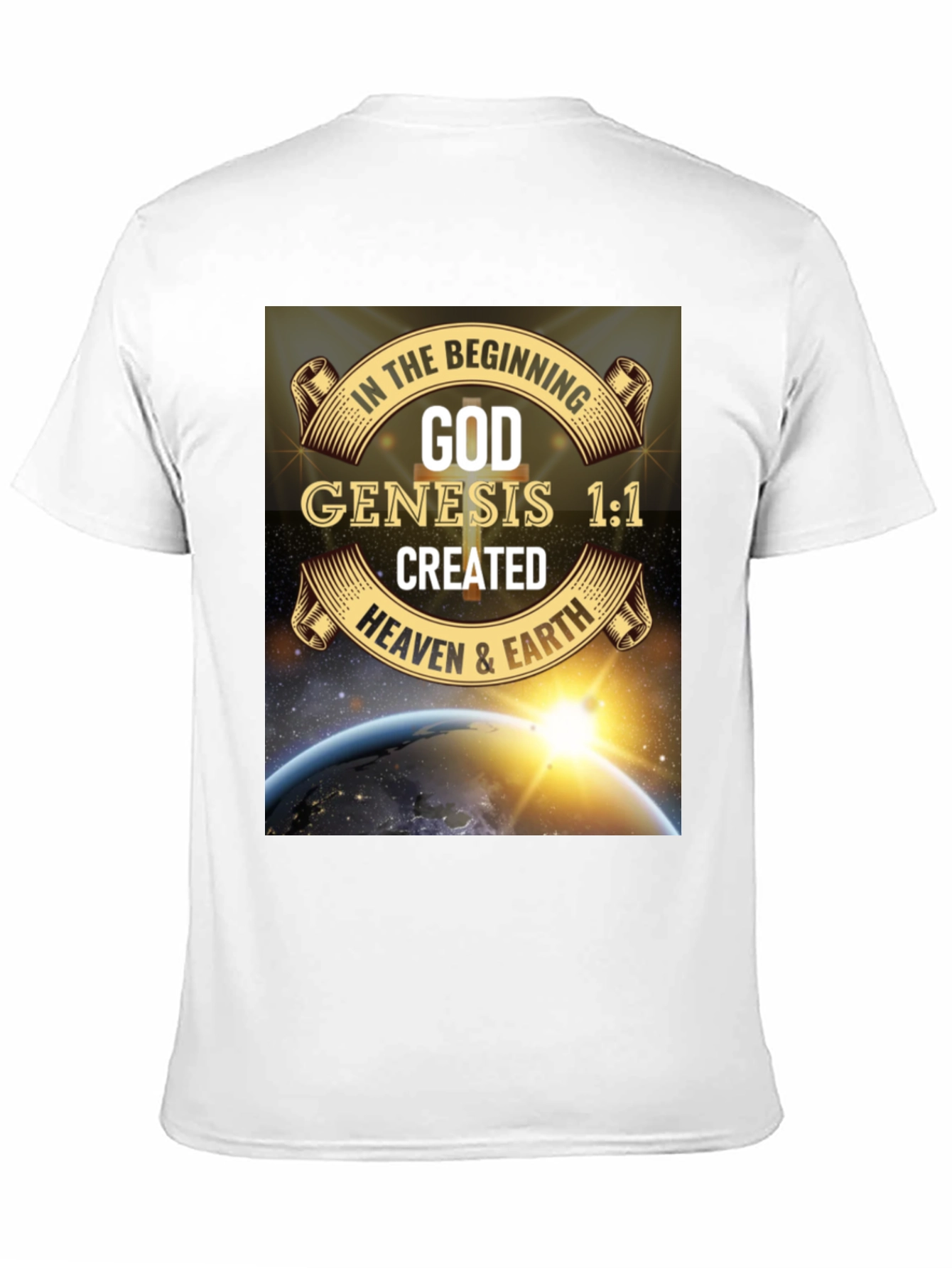 Genesis 1:1 T-Shirt - God Created Heaven & Earth