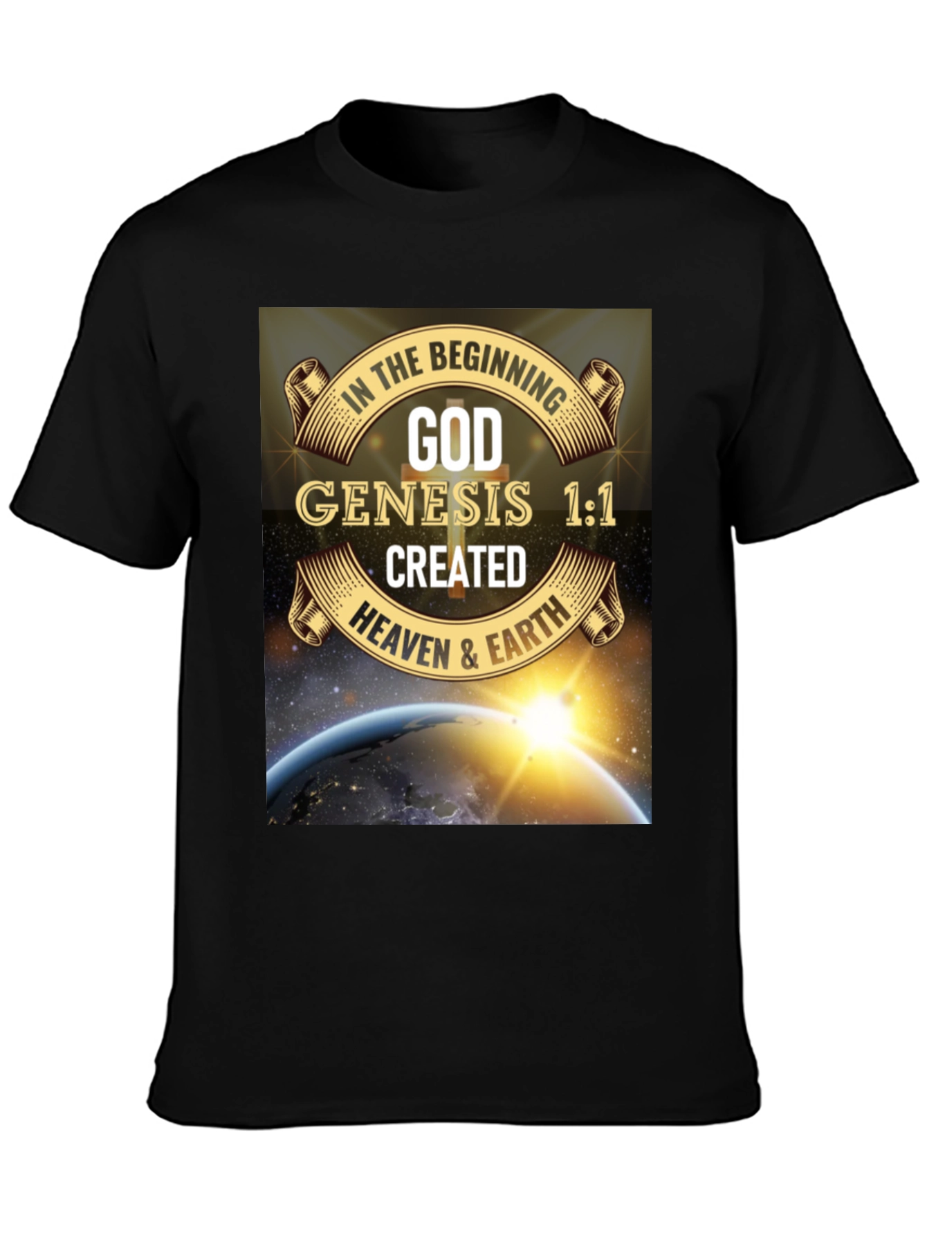Genesis 1:1 T-Shirt - God Created Heaven & Earth