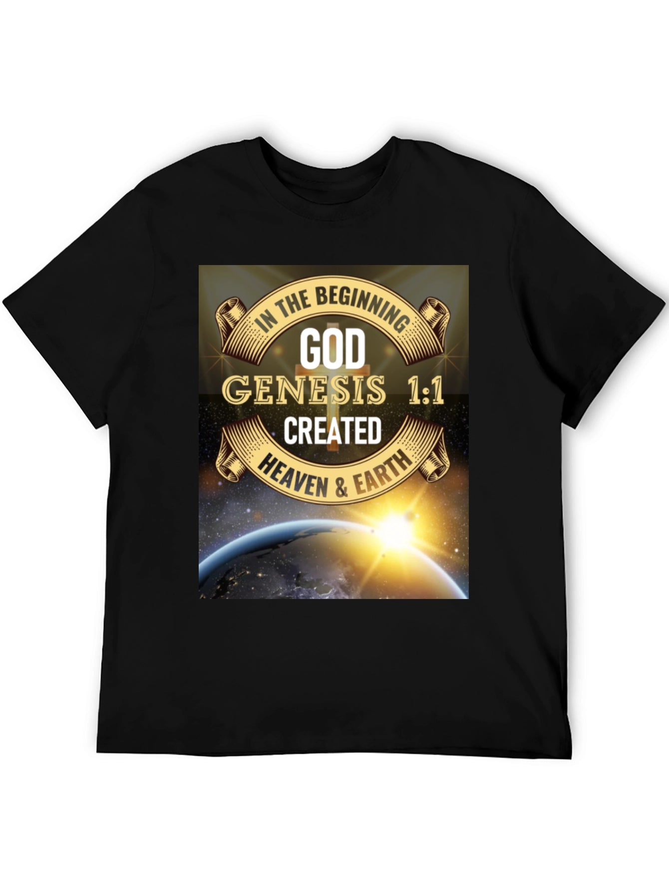 Genesis 1:1 T-Shirt - God Created Heaven & Earth