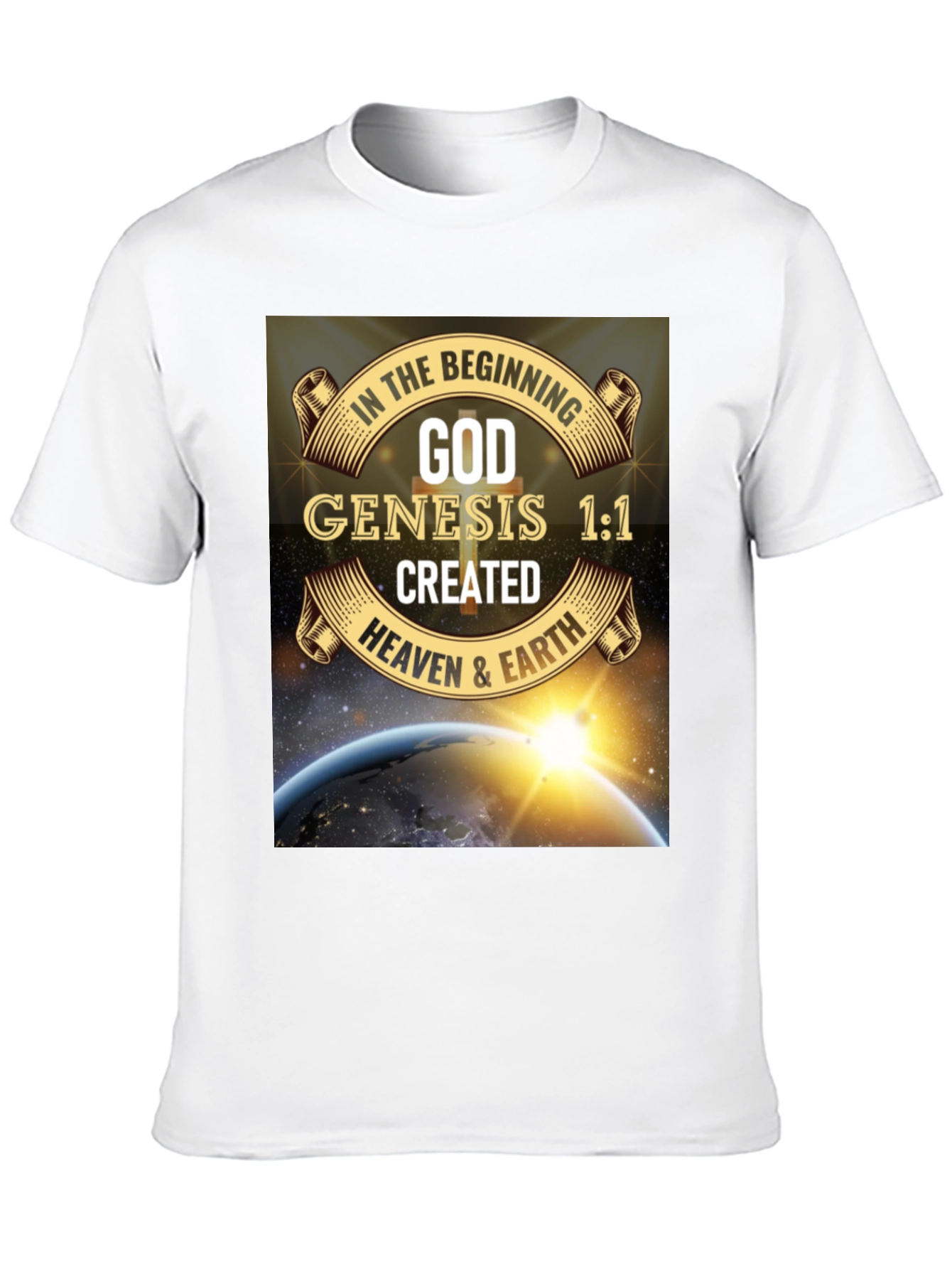 Genesis 1:1 T-Shirt - God Created Heaven & Earth