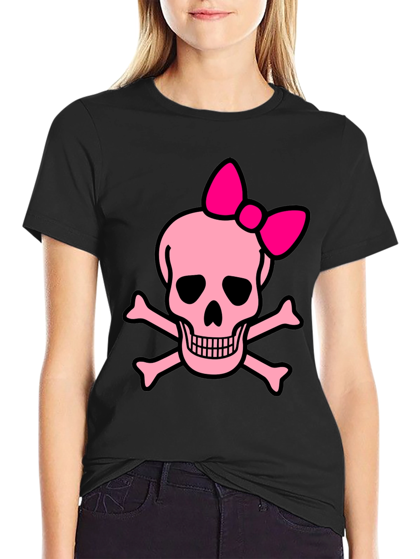 Pink Skull & Crossbones Bow T-Shirt
