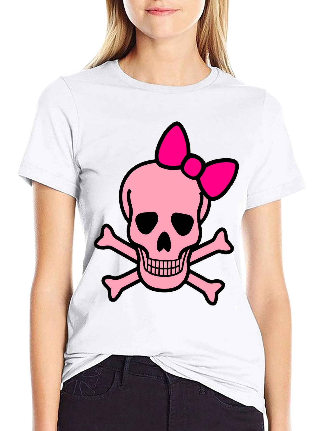 Pink Skull & Crossbones Bow T-Shirt