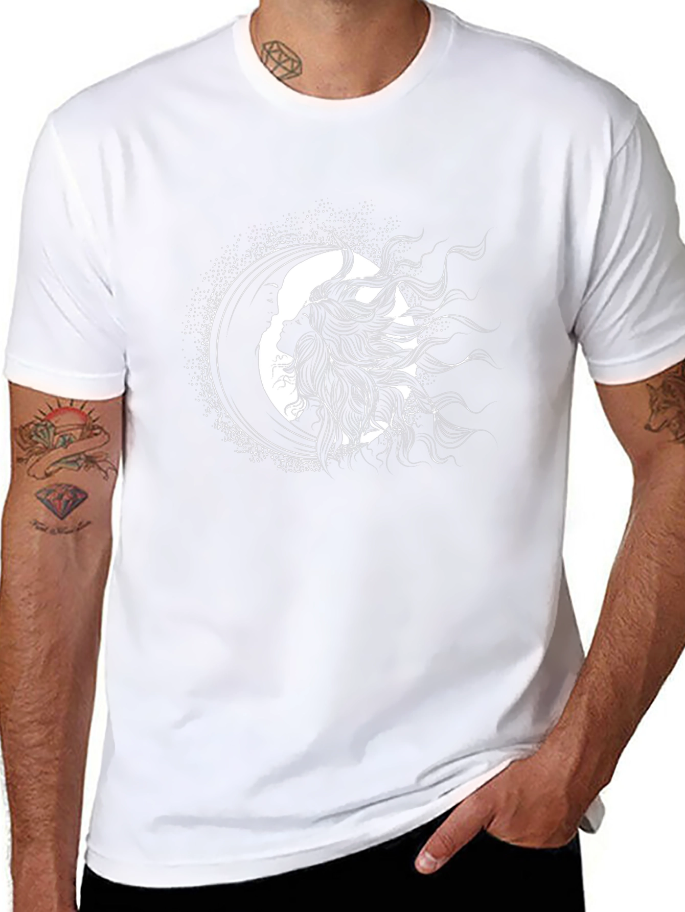 Celestial Silhouette Graphic Black T-Shirt