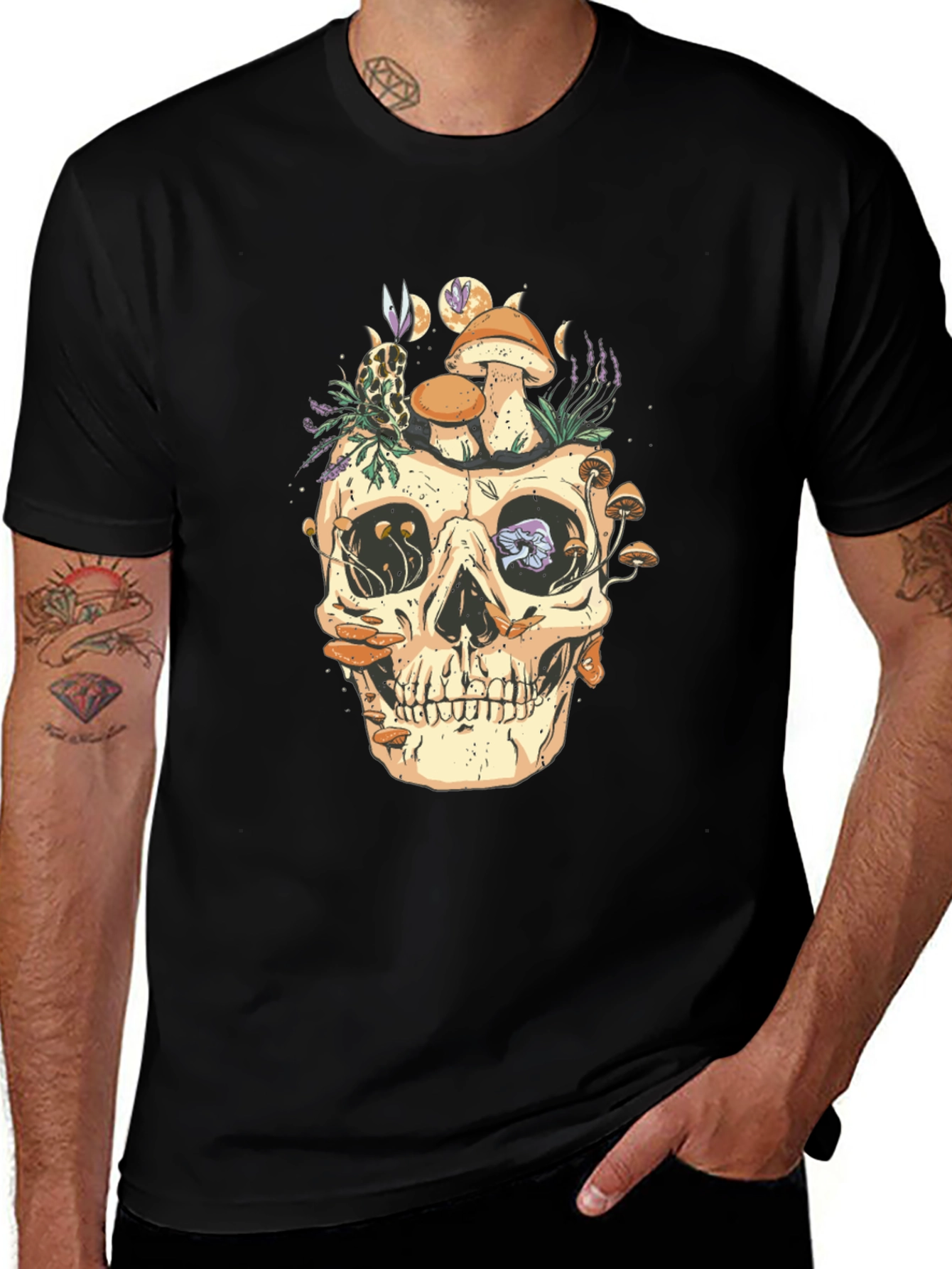 Skull & Mushroom Graphic T-Shirt