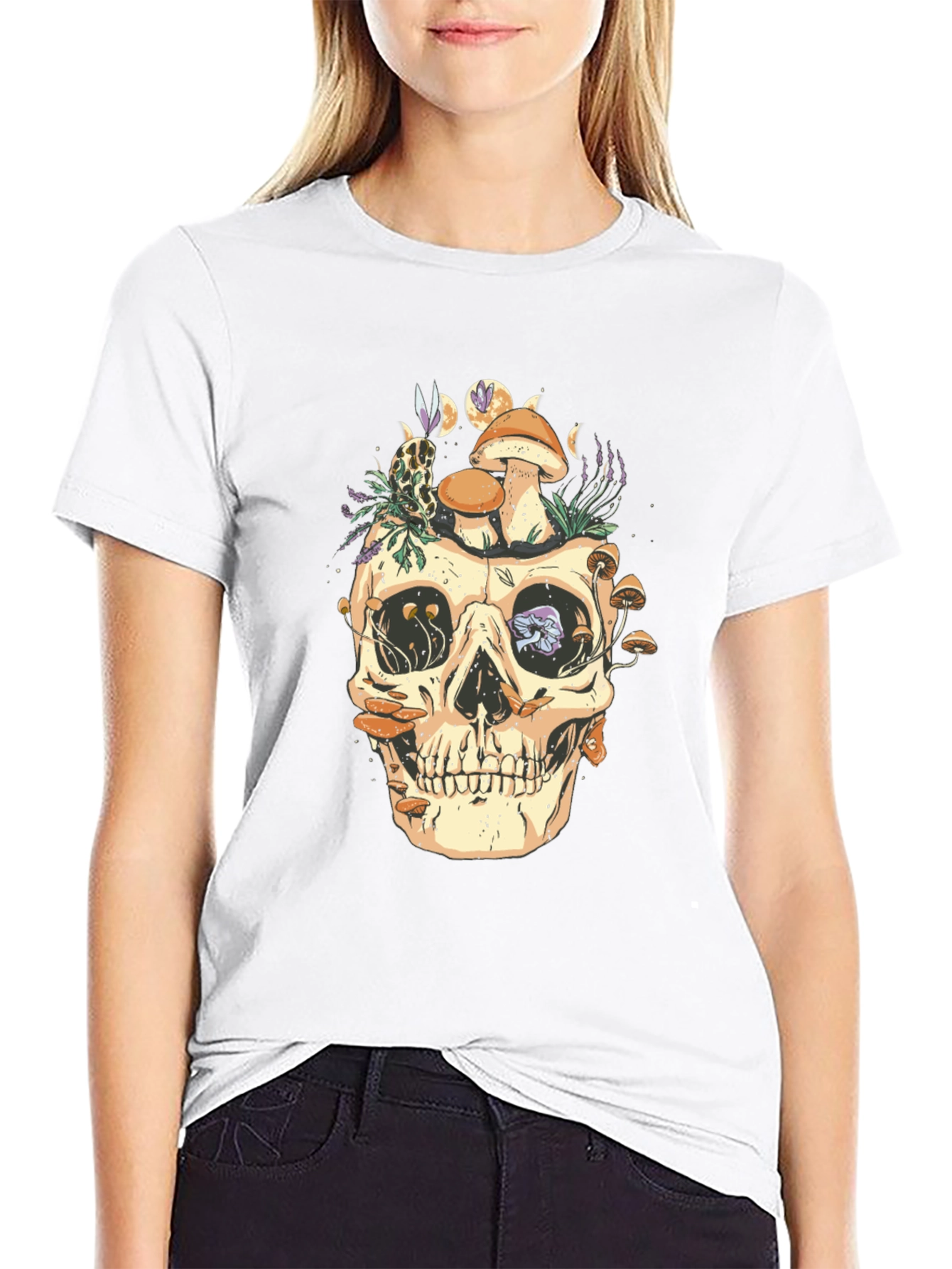 Skull & Mushroom Graphic T-Shirt