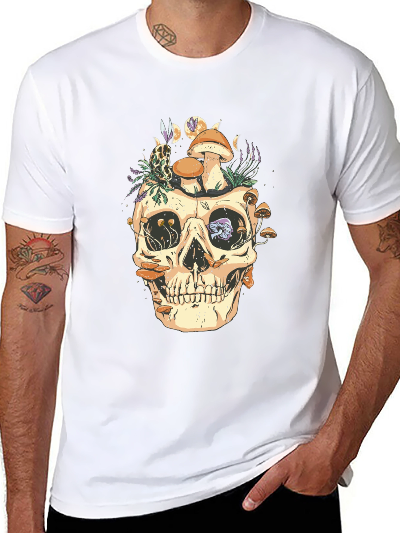 Skull & Mushroom Graphic T-Shirt