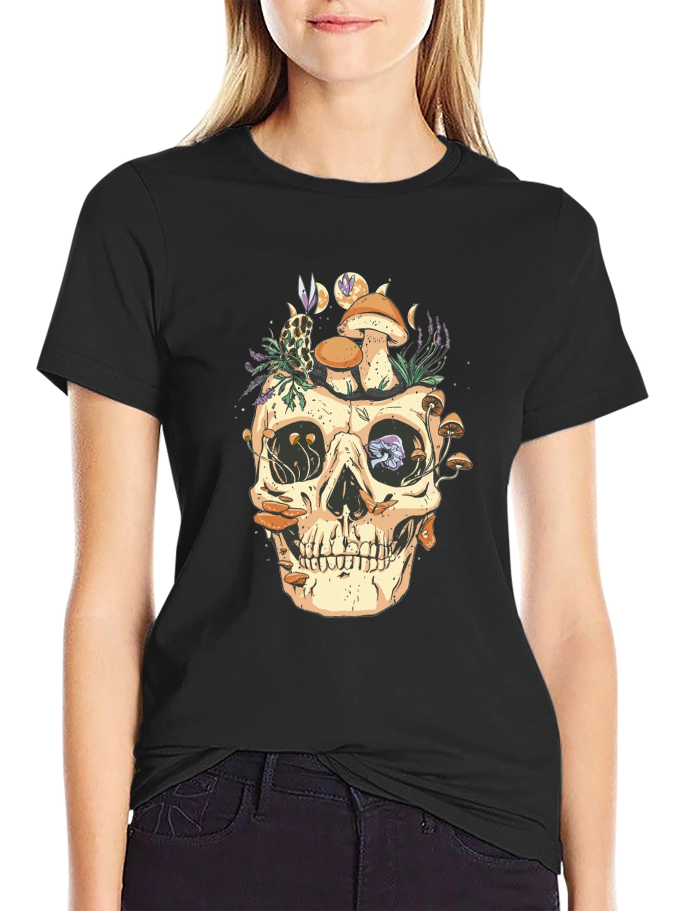 Skull & Mushroom Graphic T-Shirt