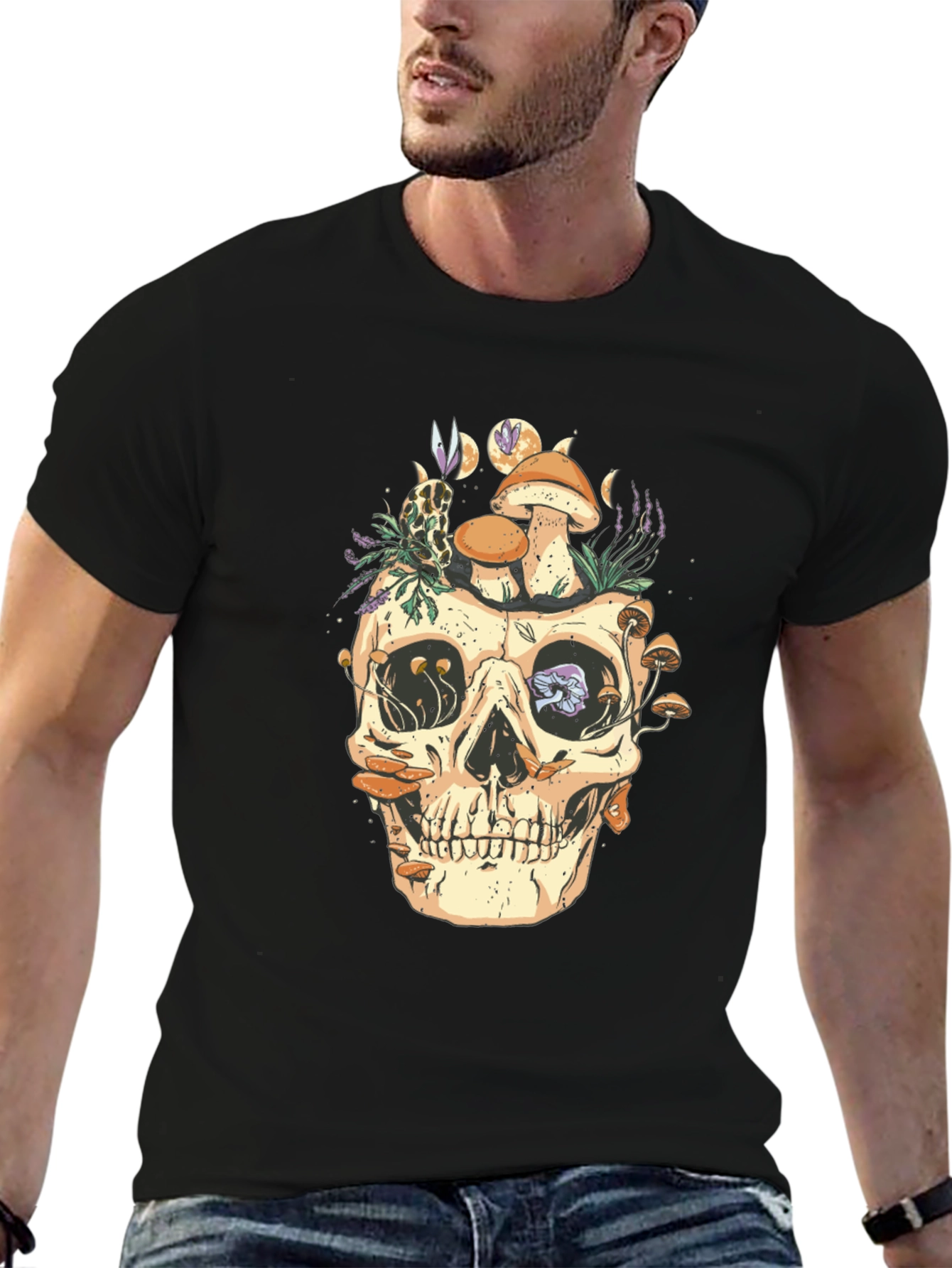 Skull & Mushroom Graphic T-Shirt