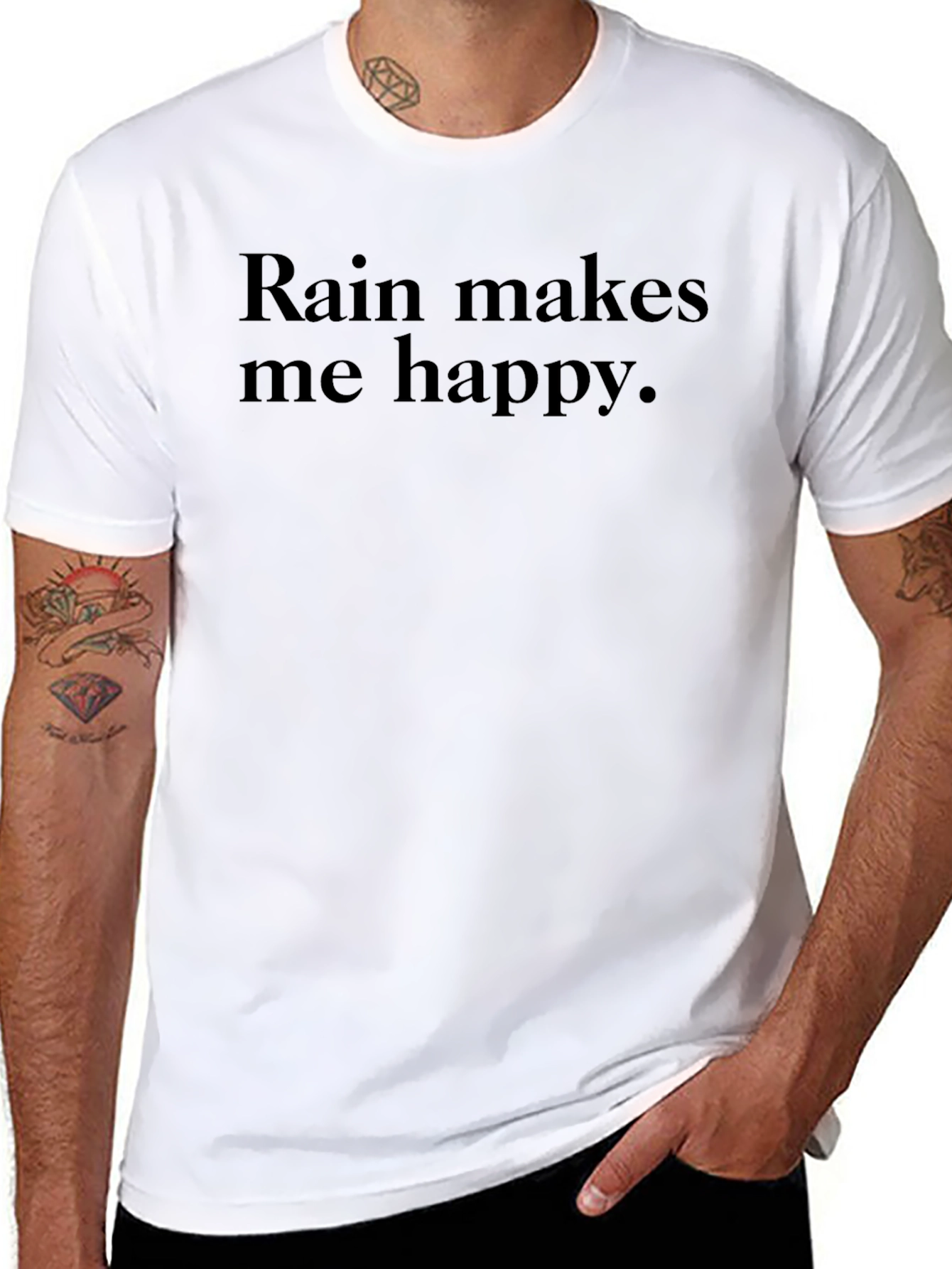 Rain Makes Me Happy Black Graphic Tee