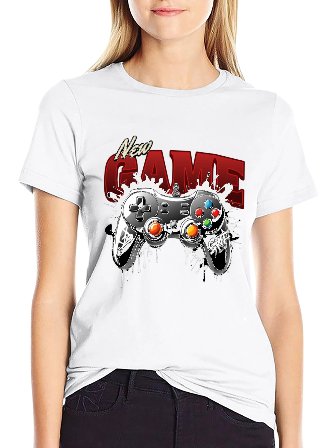 New Game Black Graphic Tee - Gamer Style