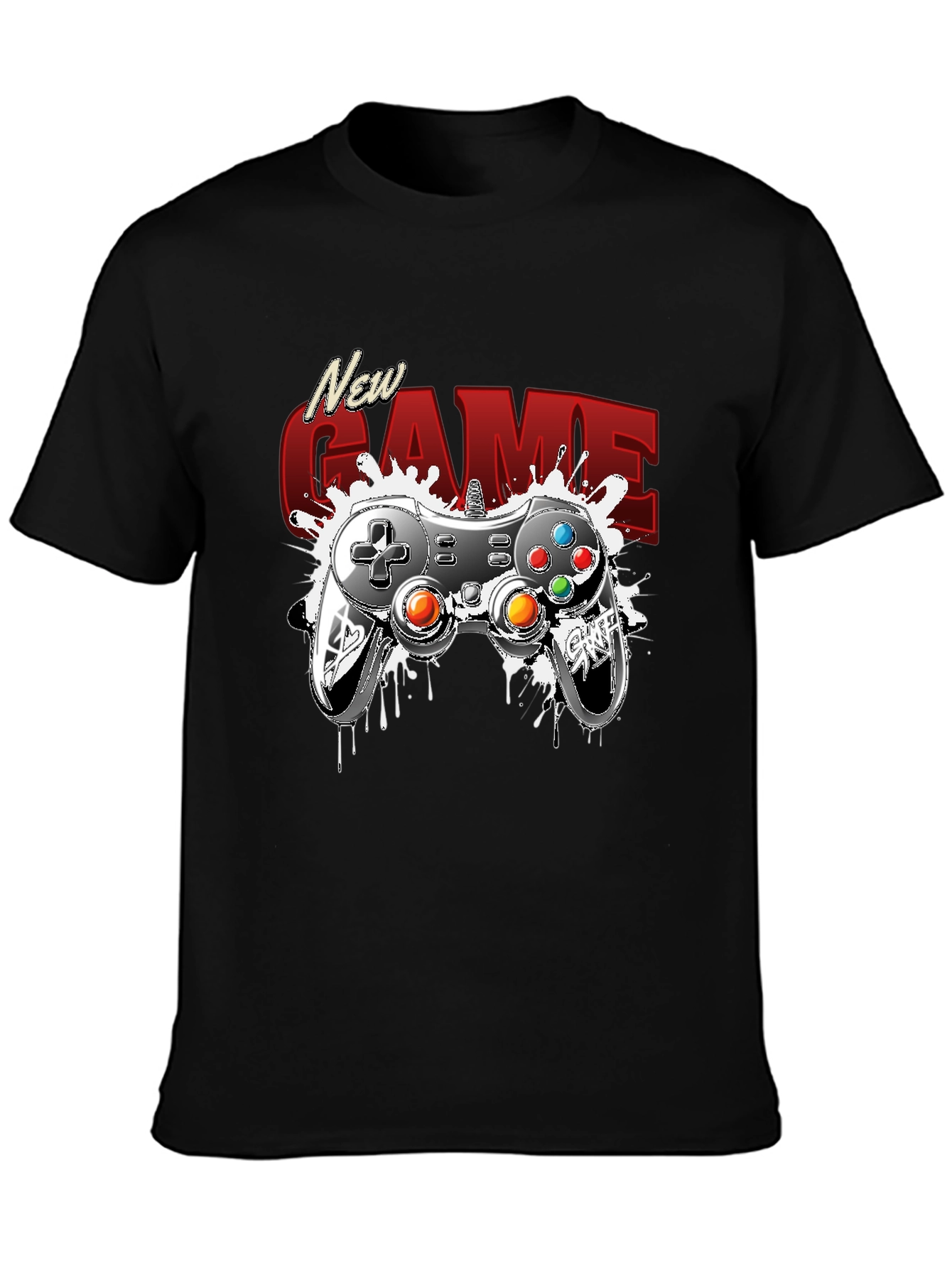 New Game Black Graphic Tee - Gamer Style