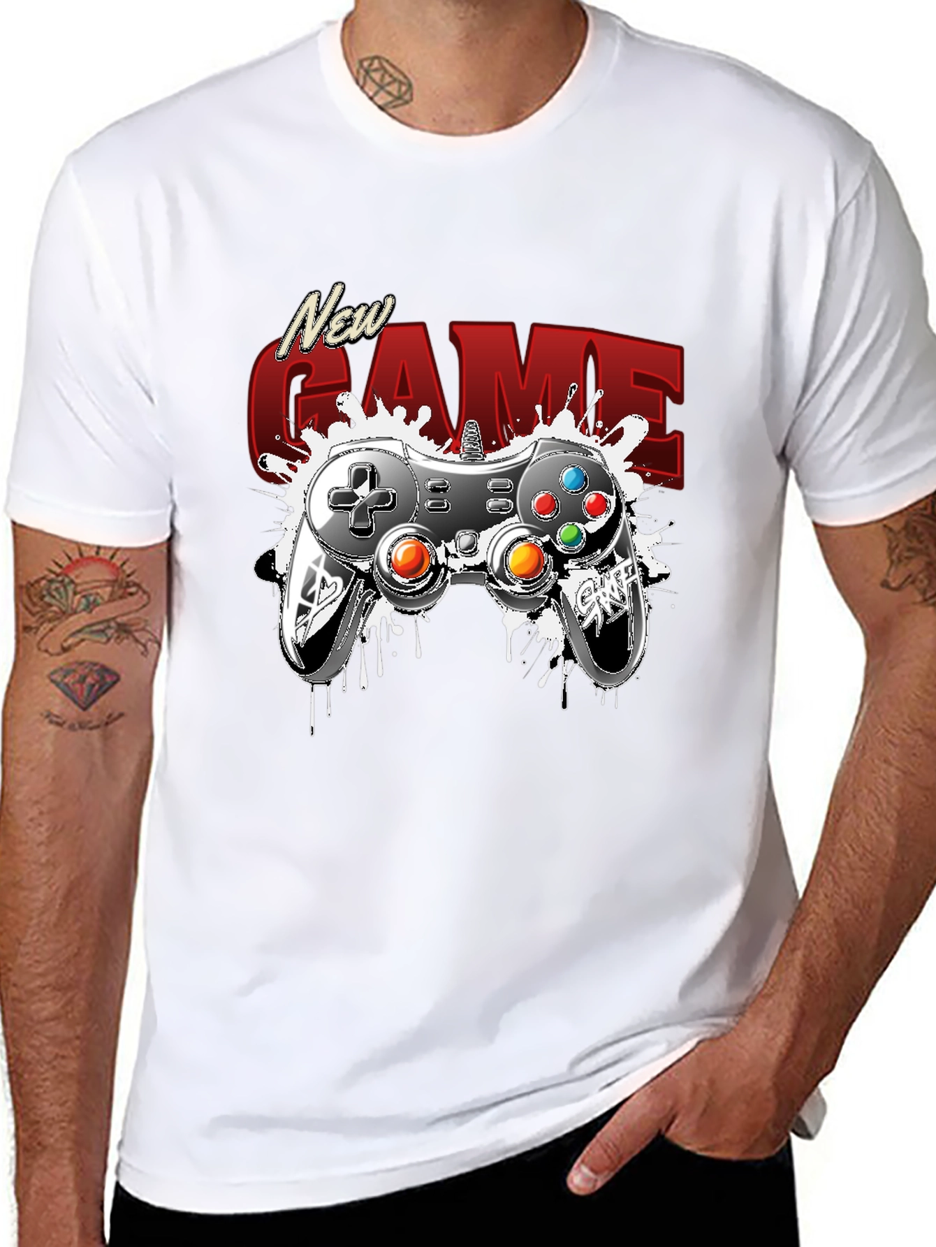 New Game Black Graphic Tee - Gamer Style