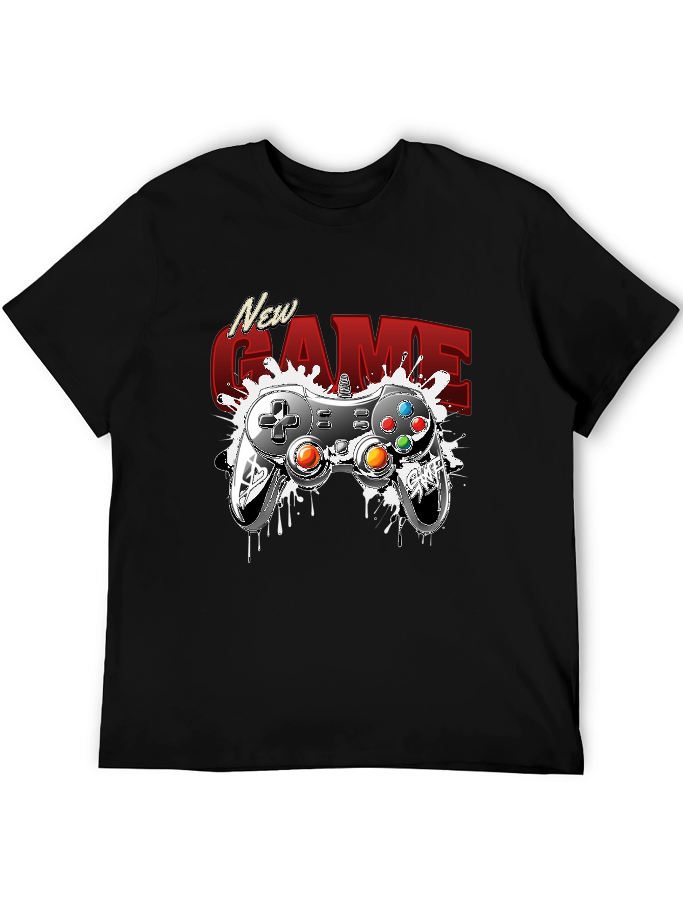 New Game Black Graphic Tee - Gamer Style