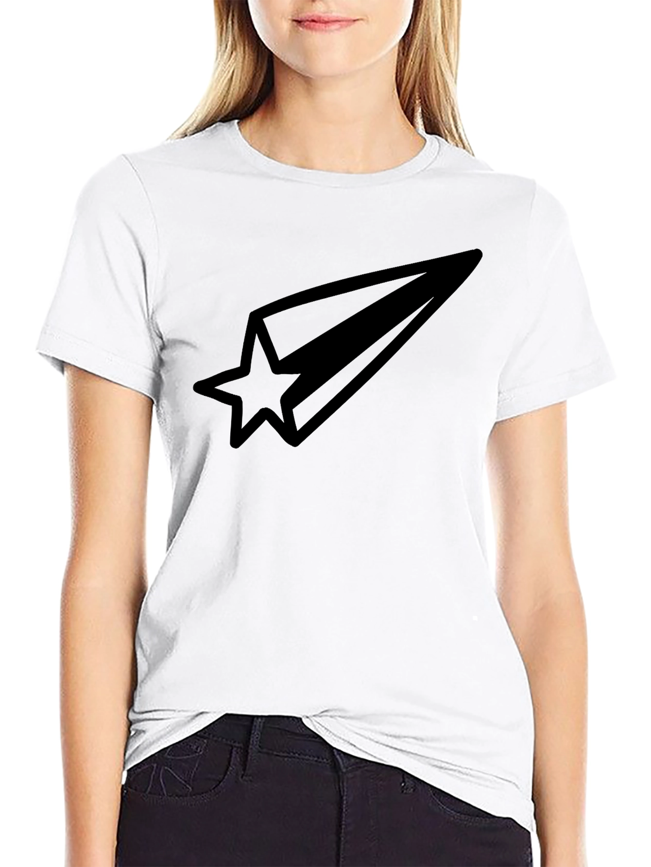 Shooting Star Graphic Tee - Black Cotton Blend